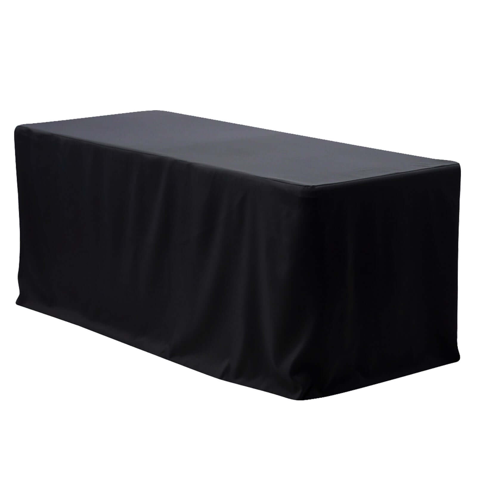 Black Durable Fitted Polyester Rectangle Tablecloth for 4FT Tables - Ideal for Events