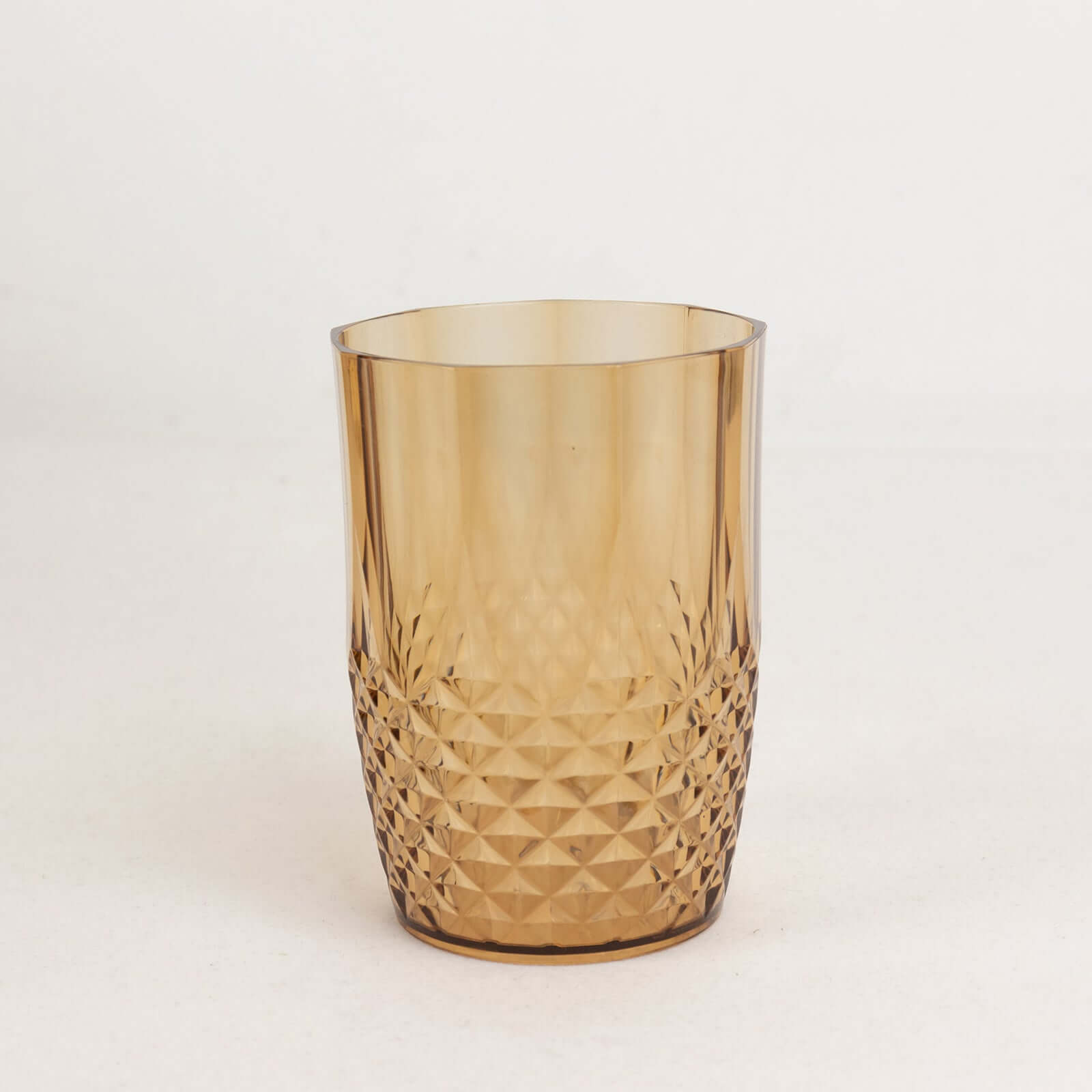 Hot Deal! 6-Pack Reusable 16oz Amber Gold Plastic Tumblers with Crystal Cut Style