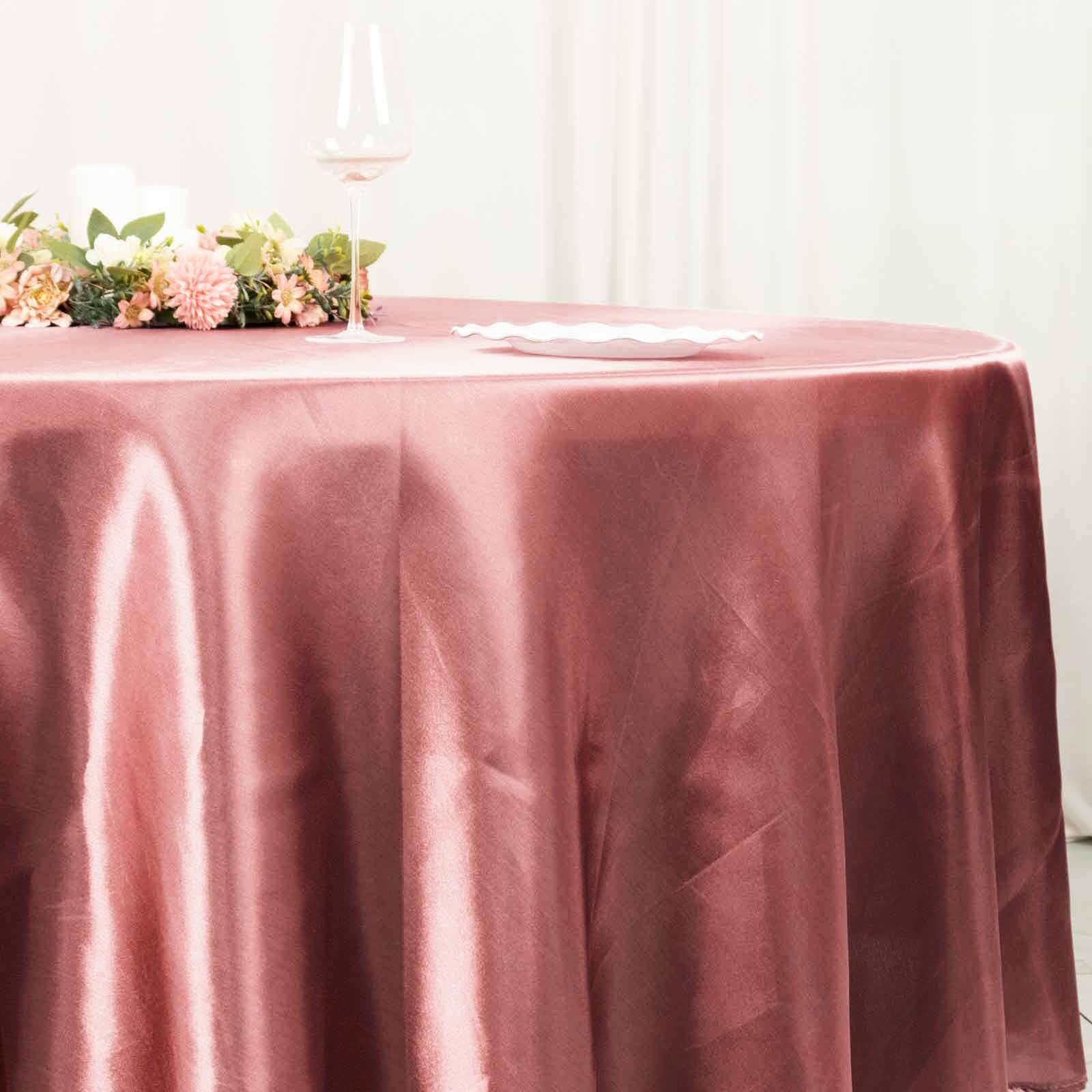 Exclusive Satin 108 Round Tablecloth in Cinnamon Rose - Smooth & Lustrous