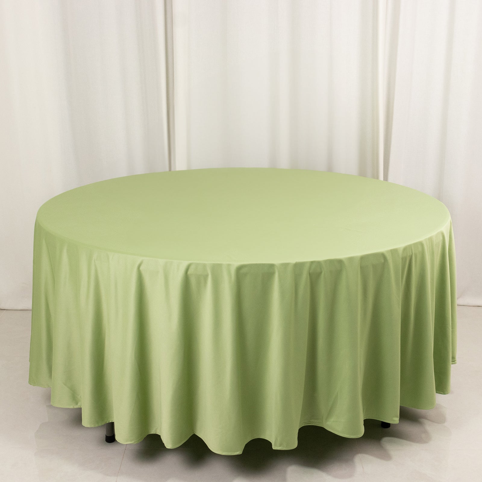 Hot Sale! Premium Sage Green 108" Round Scuba Tablecloth - Wrinkle & Stain Free