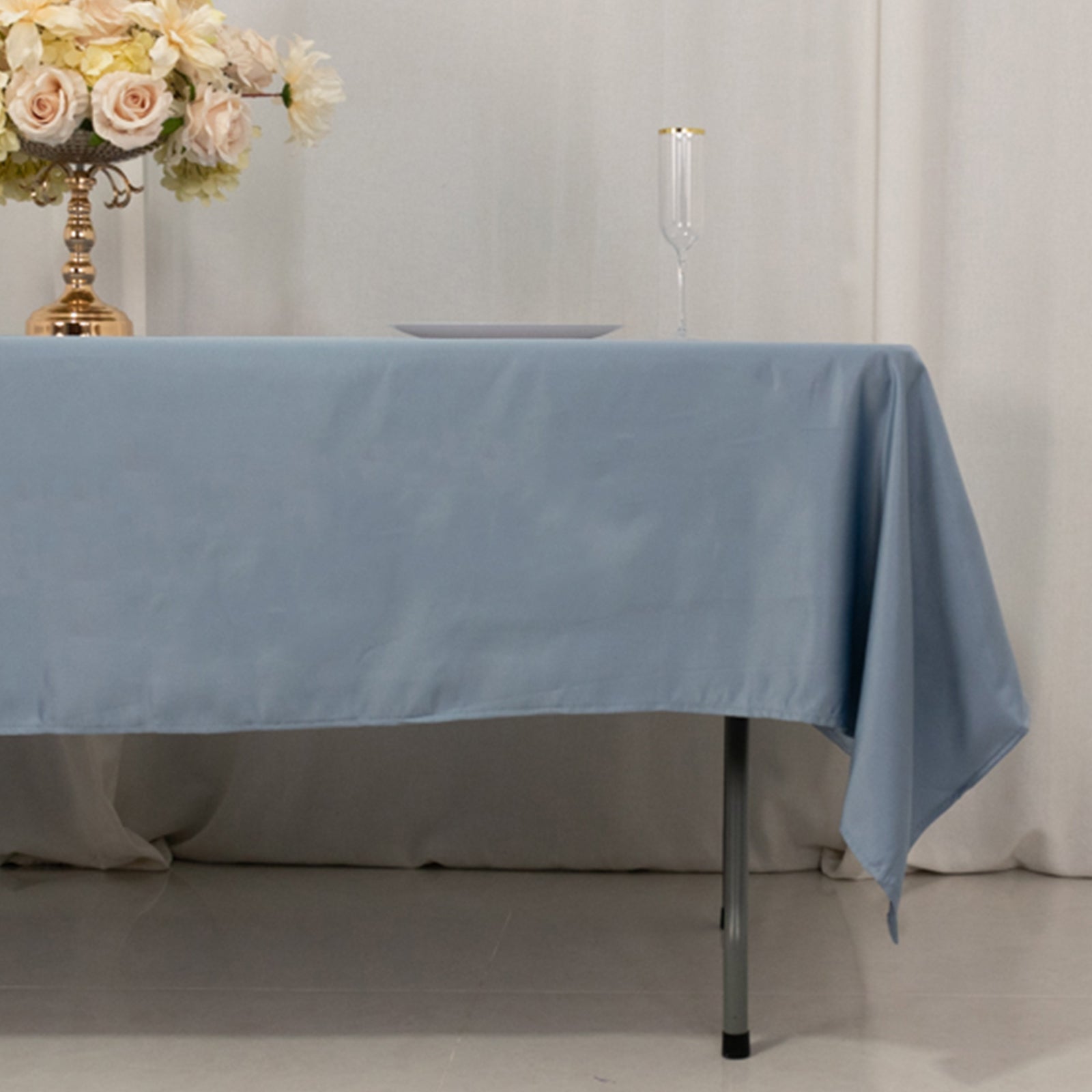Hot Deal! Durable & Silky Lamour Satin Rectangle Tablecloth in Dusty Blue (60x102)