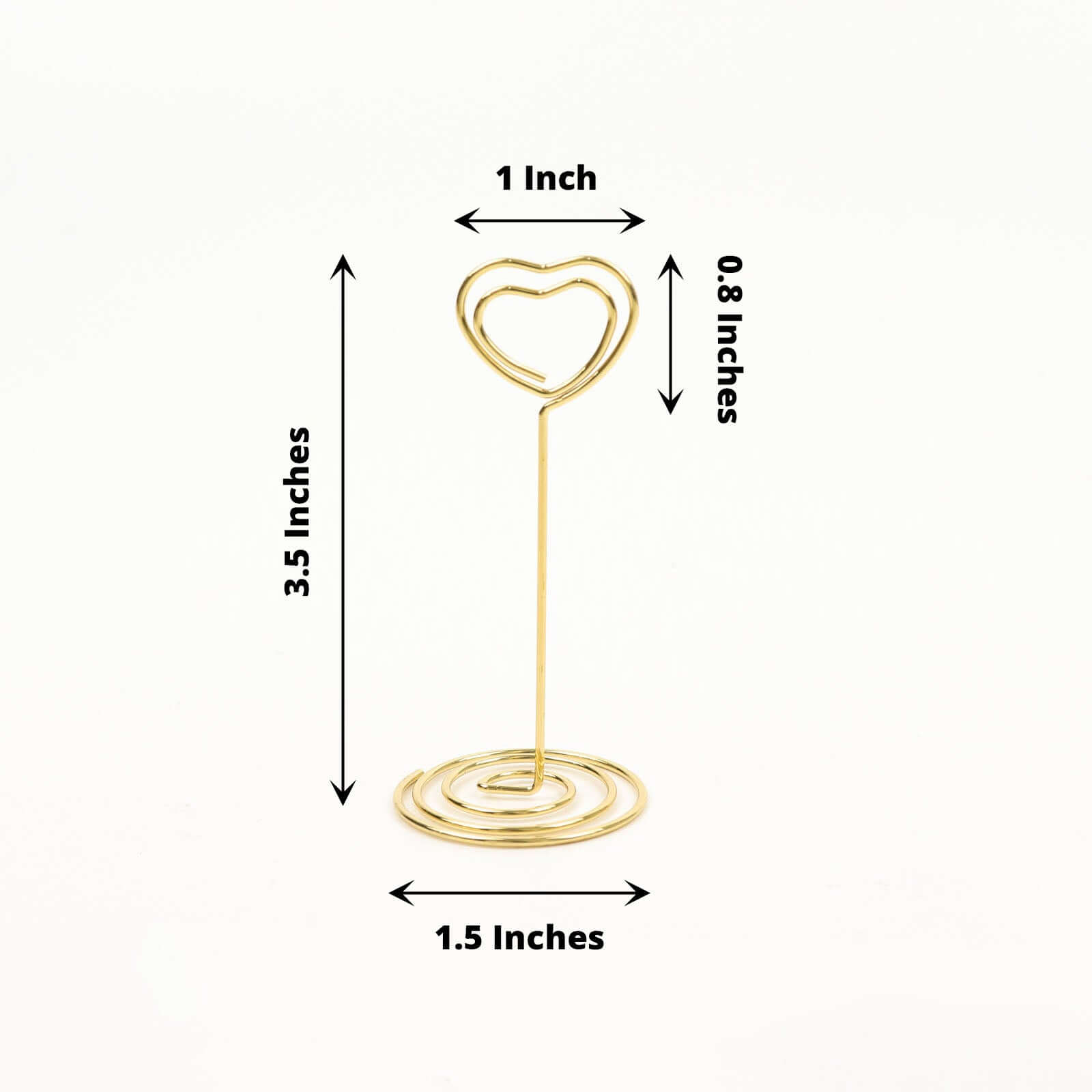 10-Pack Gold Metal Heart Design Card Holders - Ideal for Wedding Table Numbers and Menu Clips