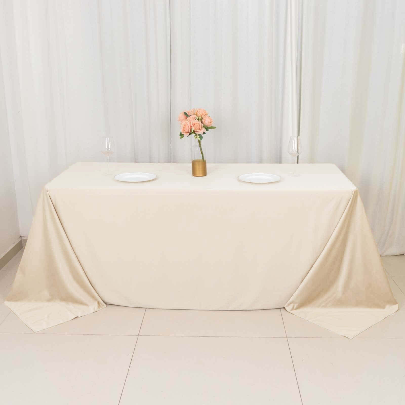 Exclusive Beige Scuba Polyester Wrinkle-Free & Stain-Resistant 90x132 Tablecloth
