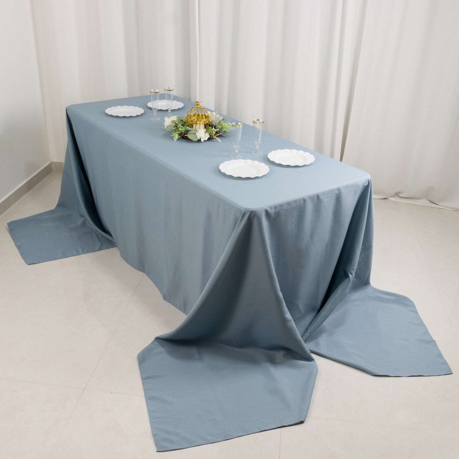 Exclusive Premium Polyester Rectangle Tablecloth in Dusty Blue - 90x156, 220GSM Stain-Resistant