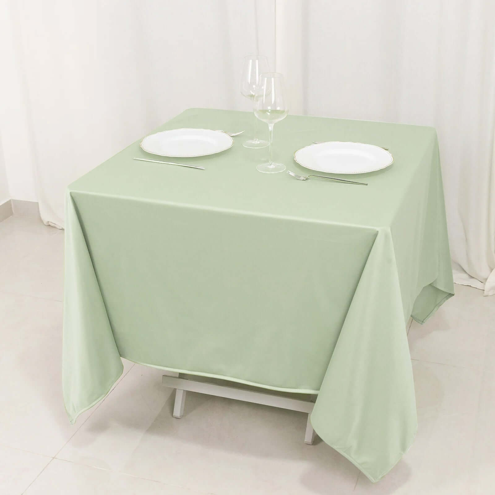 Sage Green 70x70 Premium Scuba Tablecloth - Wrinkle & Stain Resistant