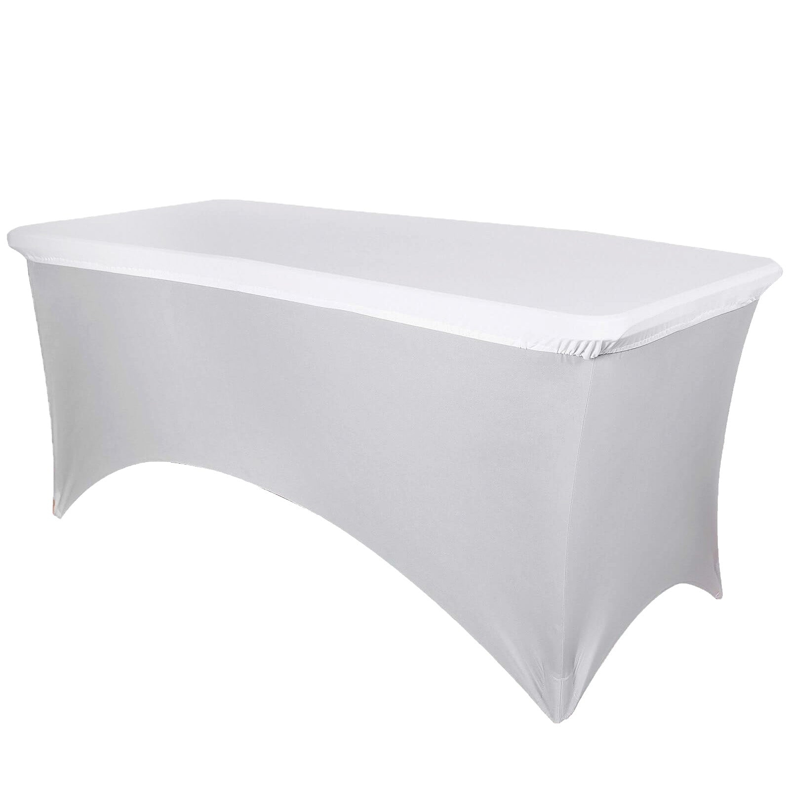 White Stretch Spandex 72x30 Rectangle Fitted Table Topper - Durable & Sleek