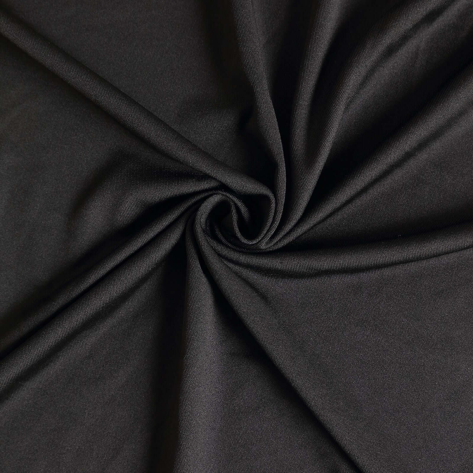 Hot! Black Spandex 72x30 Rectangle Table Skirt with Wavy Effect