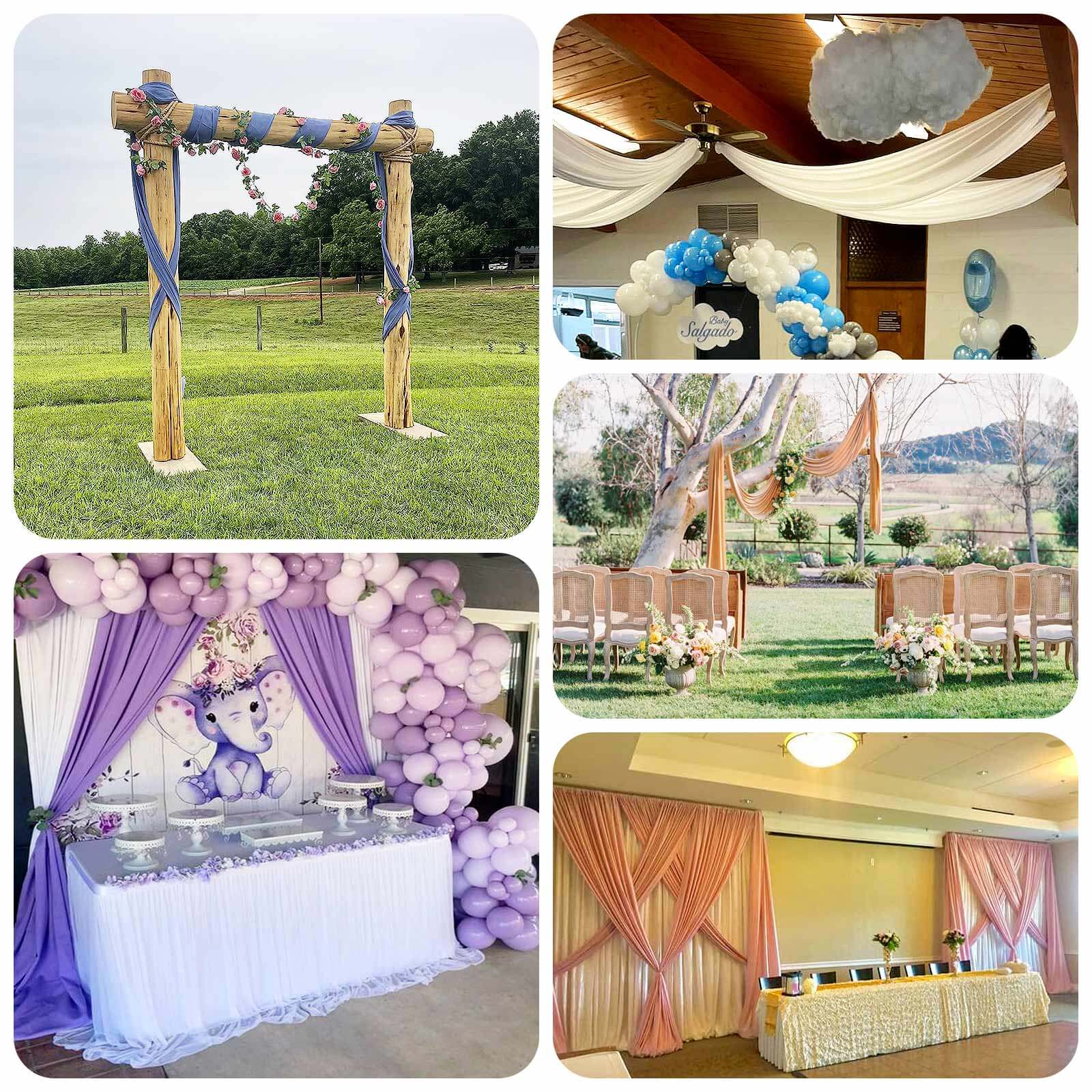 Hot Sale! 5ftx12ft White Wrinkle-Free 4-Way Stretch Spandex Event Backdrop Curtains with Rod Pockets