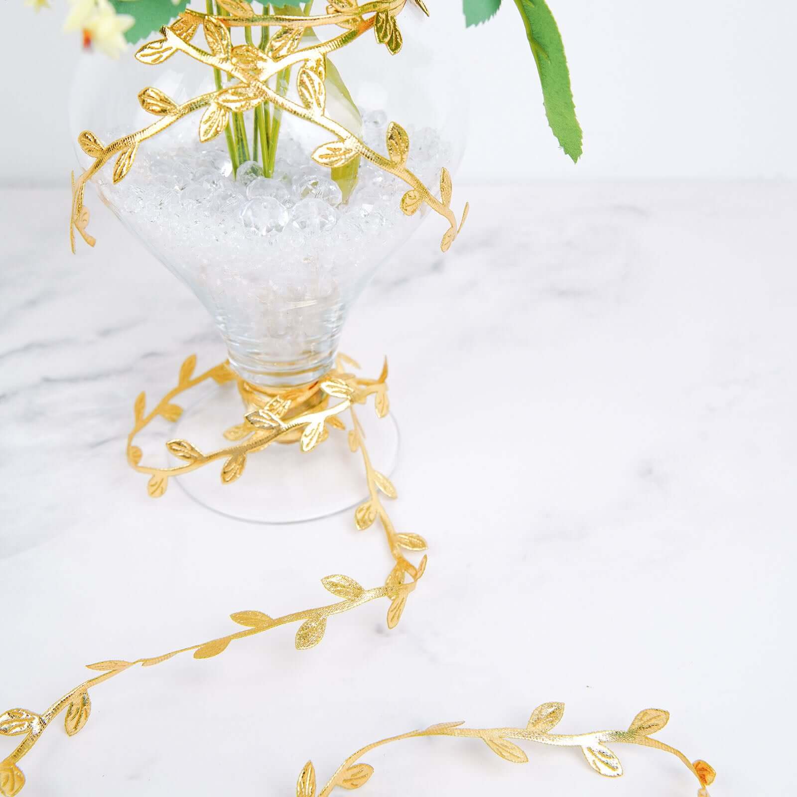 67ft Gold Olive Leaf Artificial Ribbon Trim for DIY Party, Wedding, and Home Decor