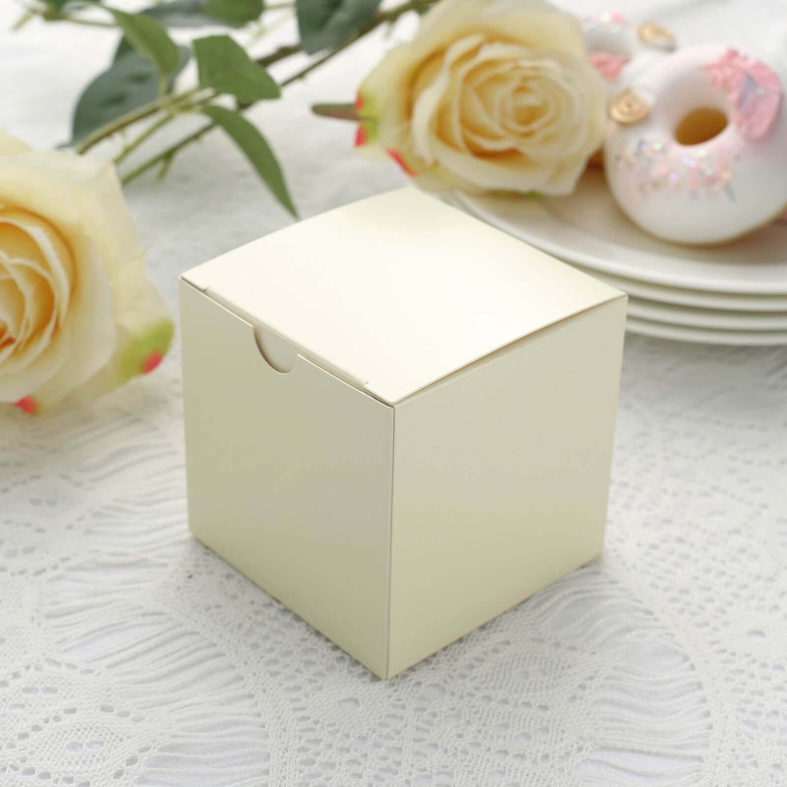 100-Pack of DIY Ivory Party and Shower Favor Candy Gift Boxes - Perfect for Any Occasion!