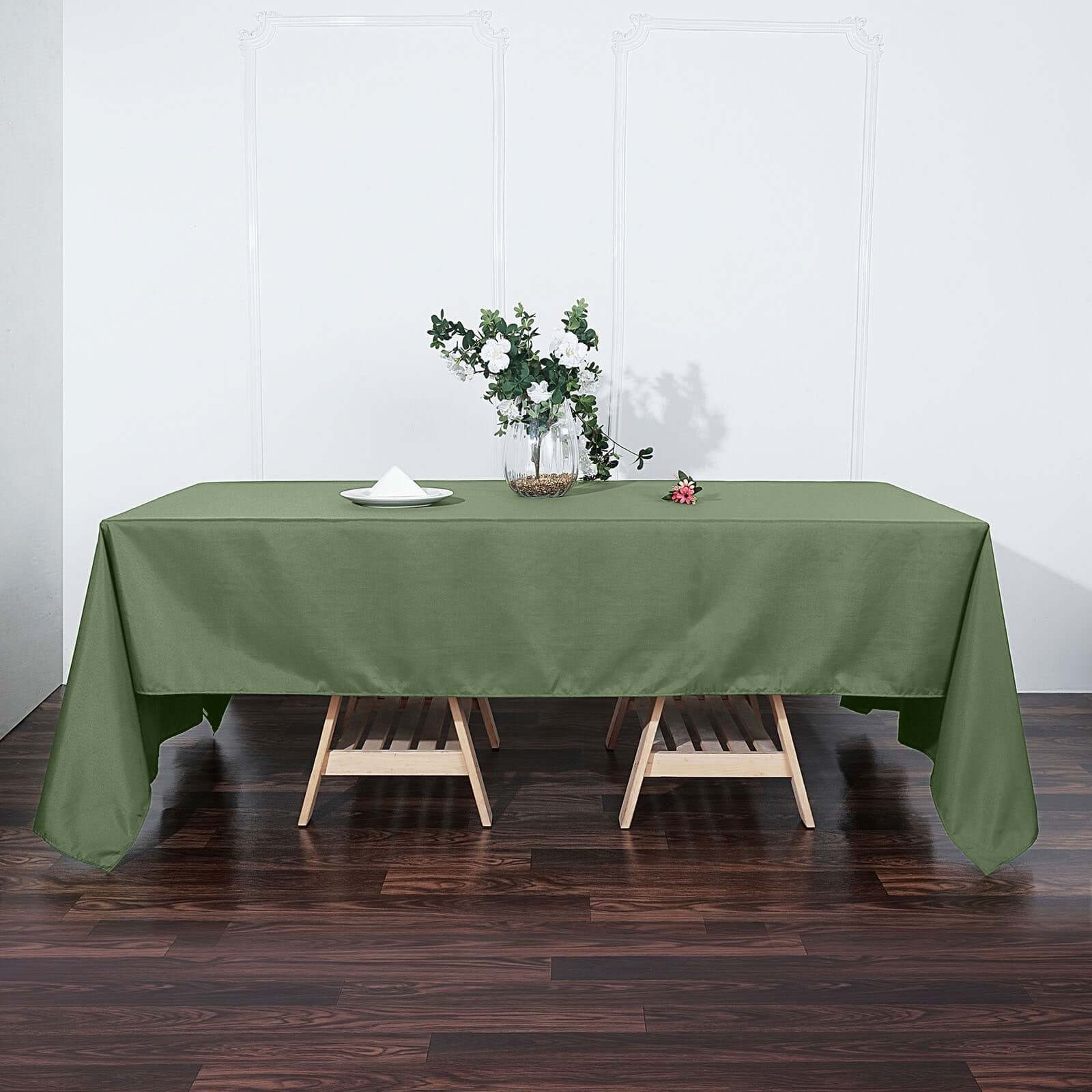 Olive Green Polyester Wrinkle-Resistant 60x126 Rectangle Tablecloth - Great for Events