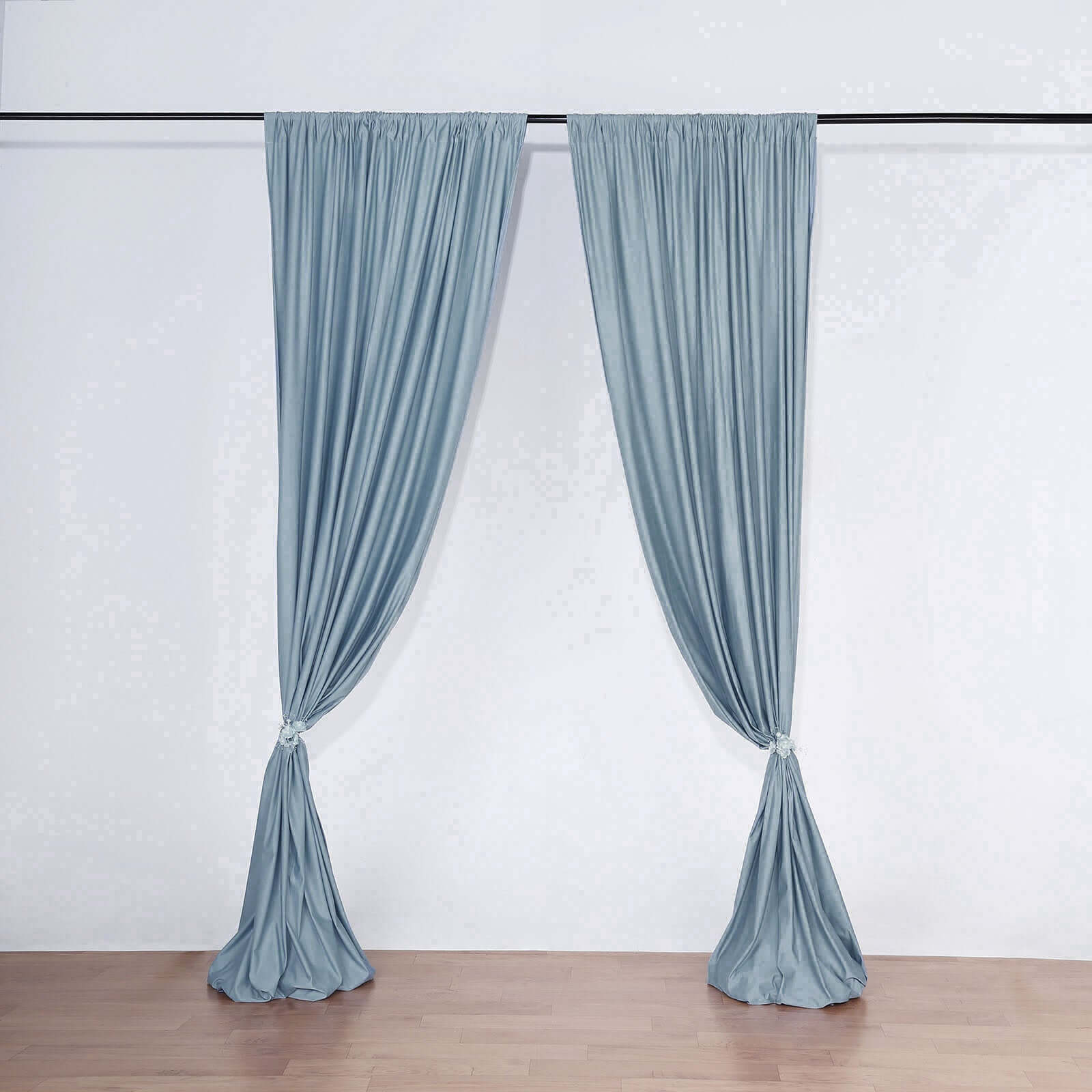 2-Pack 10ftx10ft Dusty Blue Scuba Polyester Wrinkle-Free Flame-Resistant Event Curtain Drapes