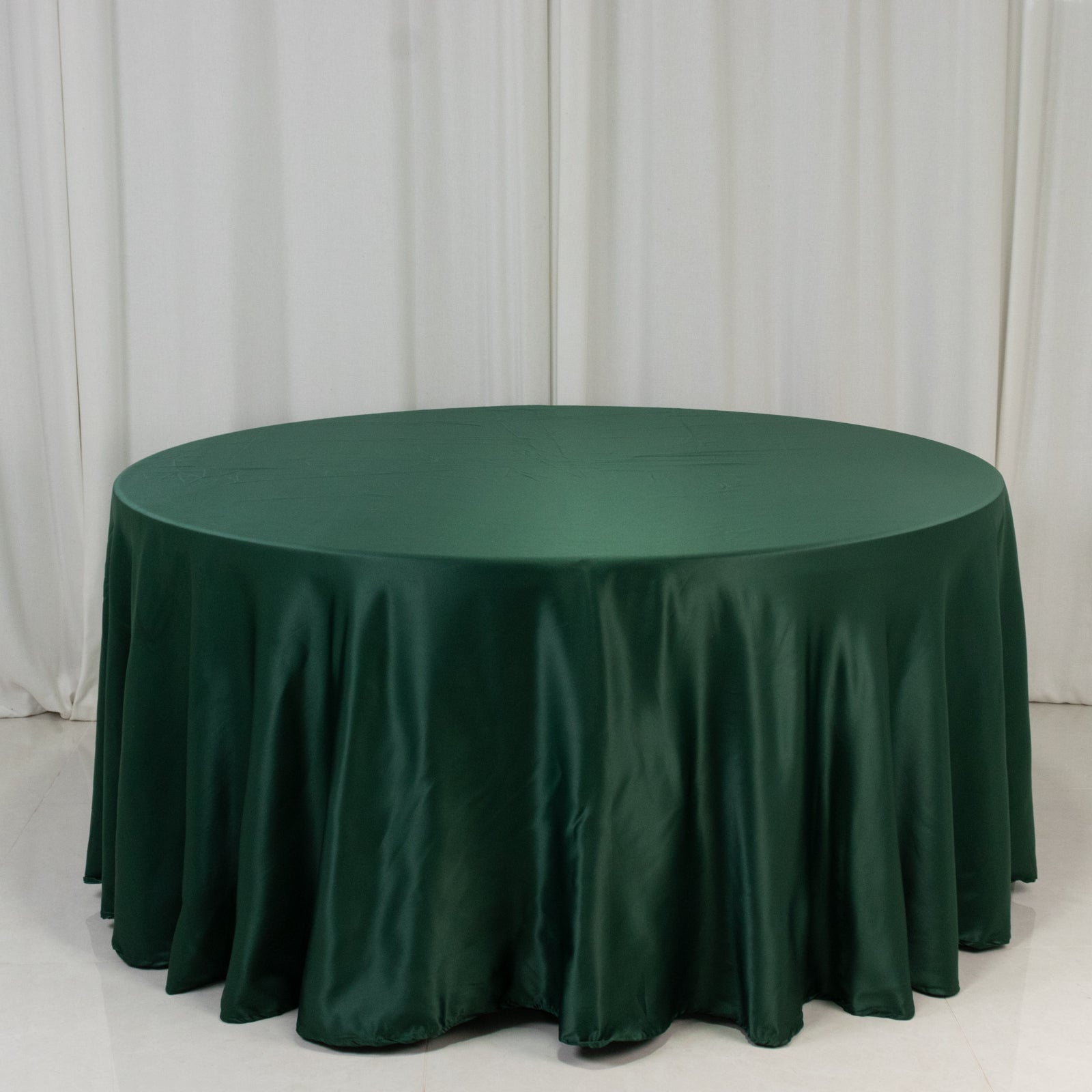 Exclusive Lamour Satin 120-Inch Round Tablecloth in Hunter Emerald Green - Soft Sheen & Seamless