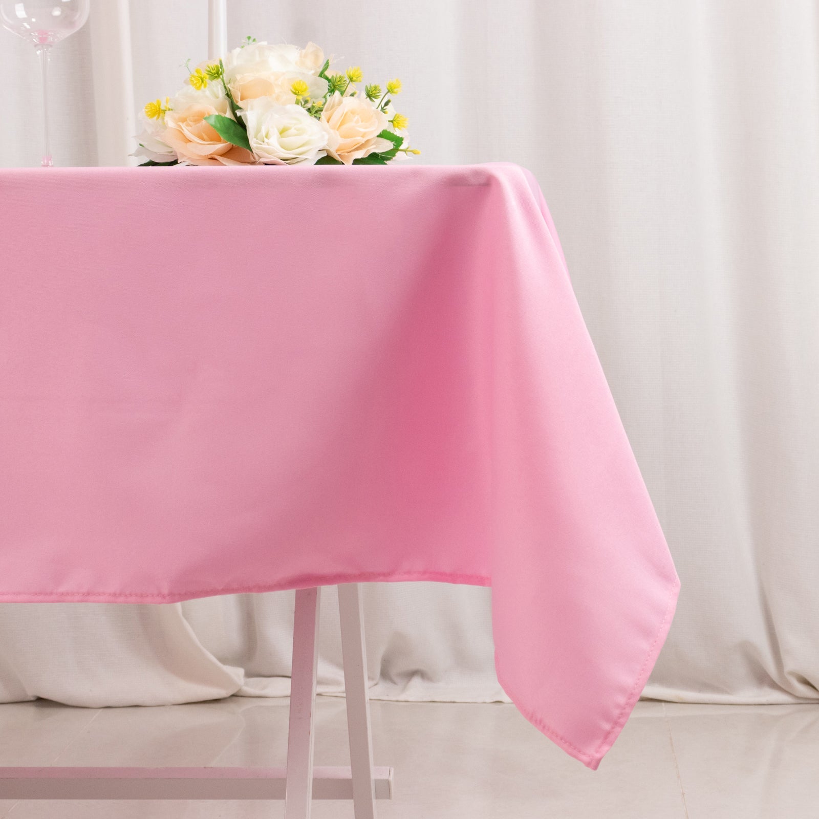 Stain & Wrinkle-Resistant 220GSM Pink 54x54 Premium Polyester Square Tablecloth