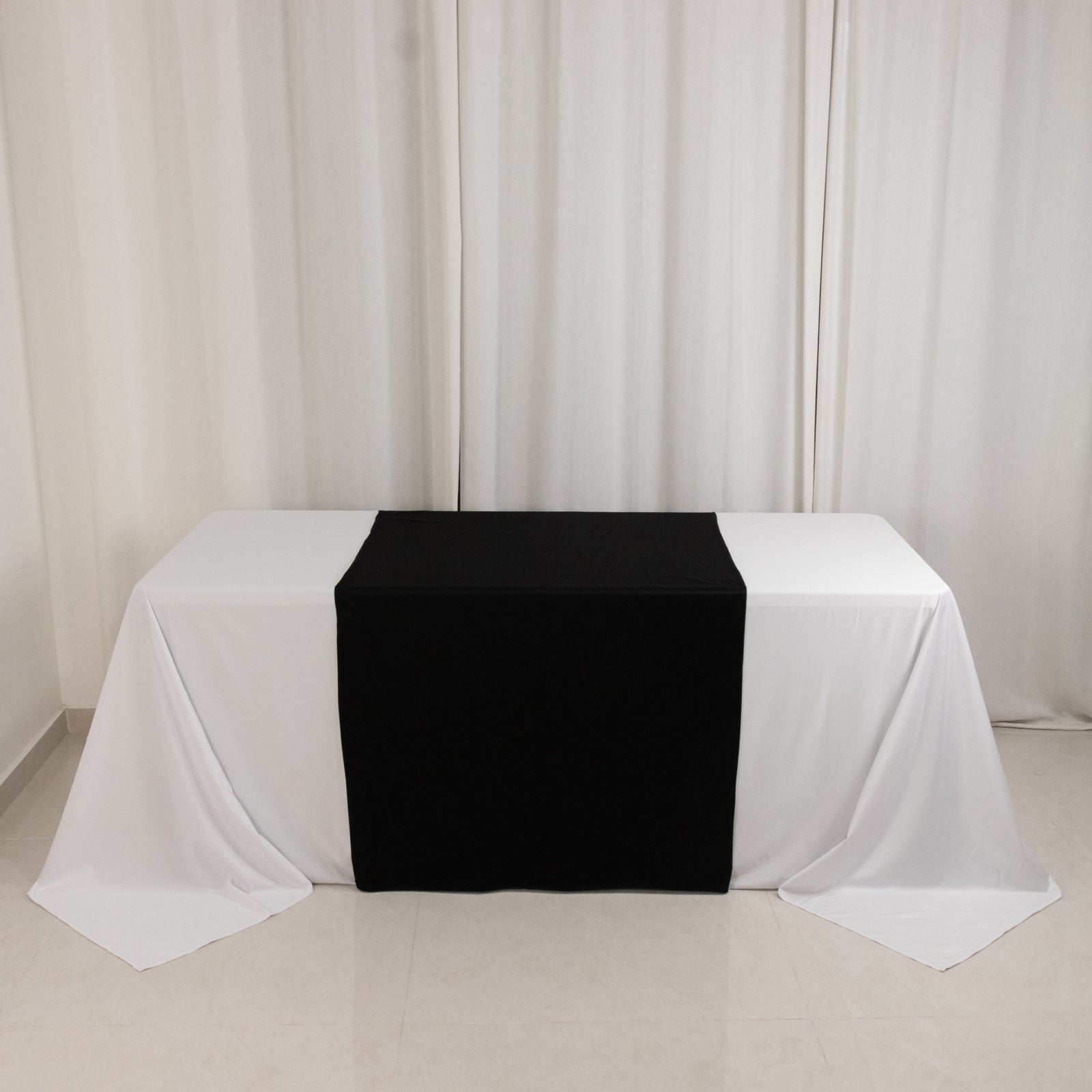 Black Durable Polyester 36x72 Table Runner for Trade Shows