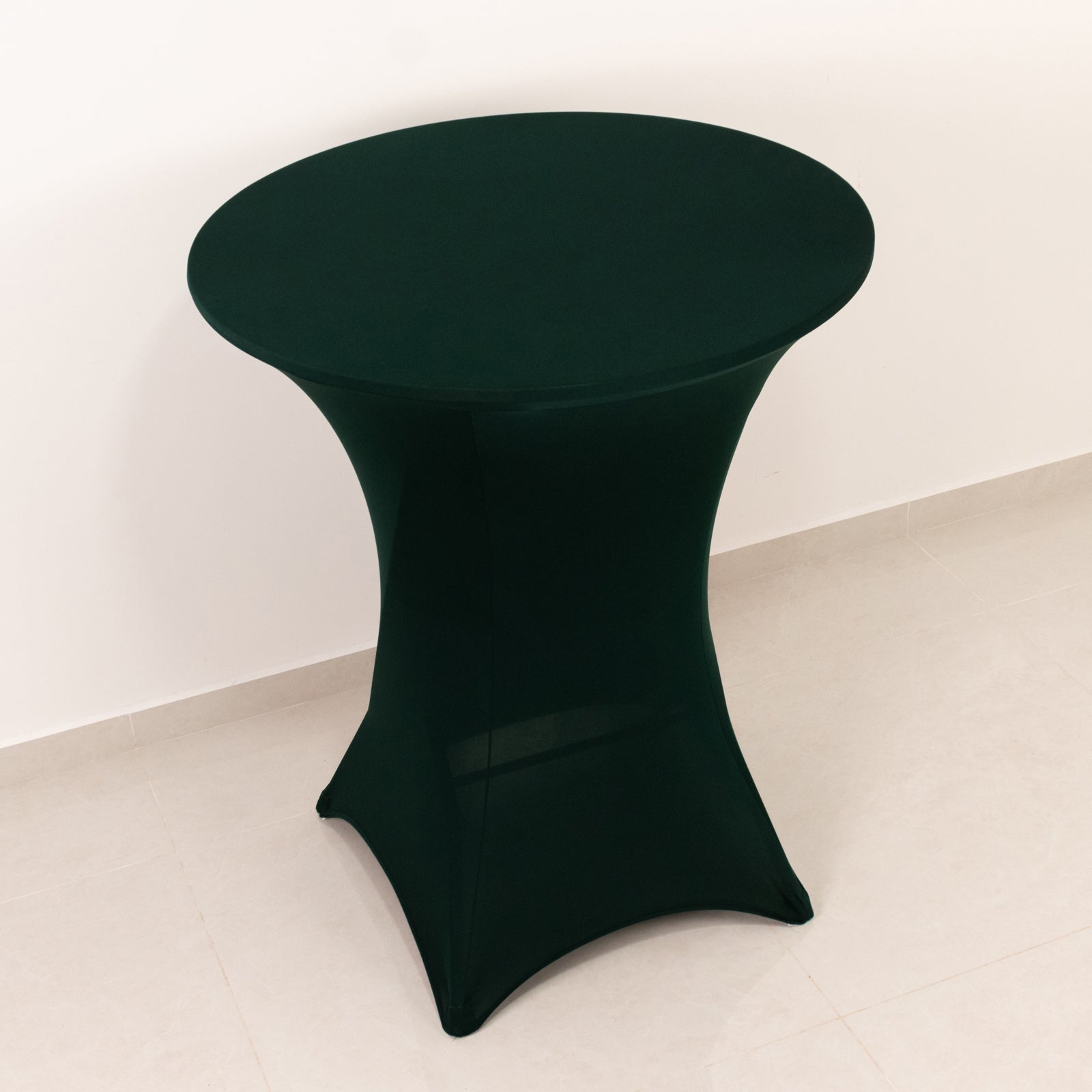 Hunter Emerald Green Spandex Stretch Cocktail Table Cover - Easy Maintenance, Fits 33'-36' Tables
