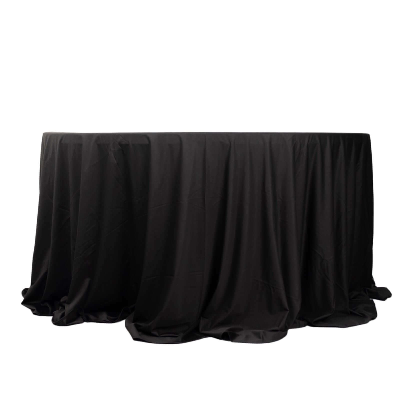 Black Premium Scuba 132' Round Wrinkle-Free & Stain-Resistant Tablecloth for Weddings & Events