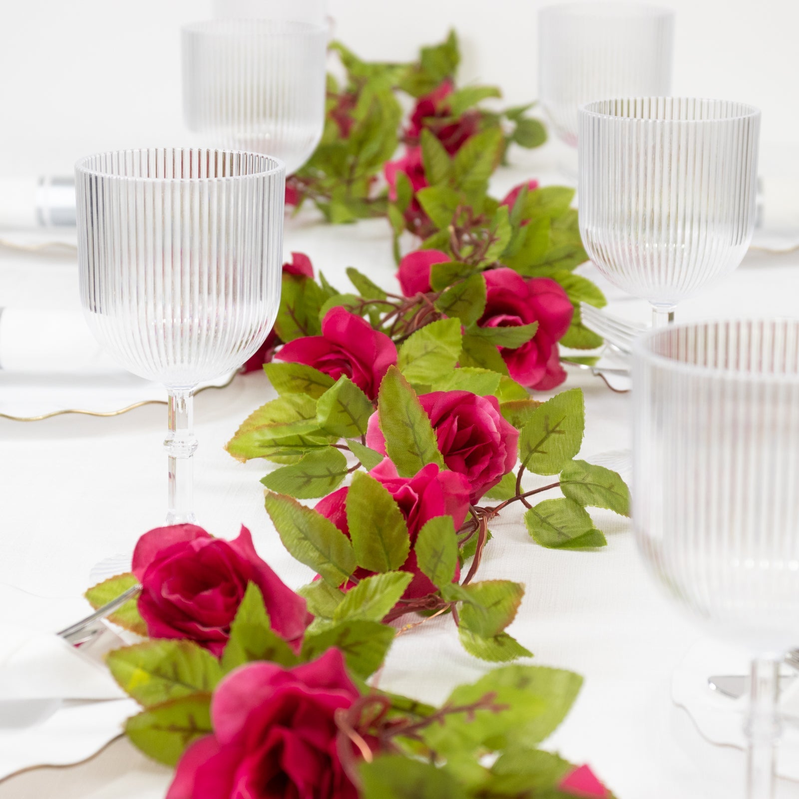 Hot Sale! 7-Foot LED Red Silk Rose Flower Garland with 20 Warm White Battery-Operated Lights