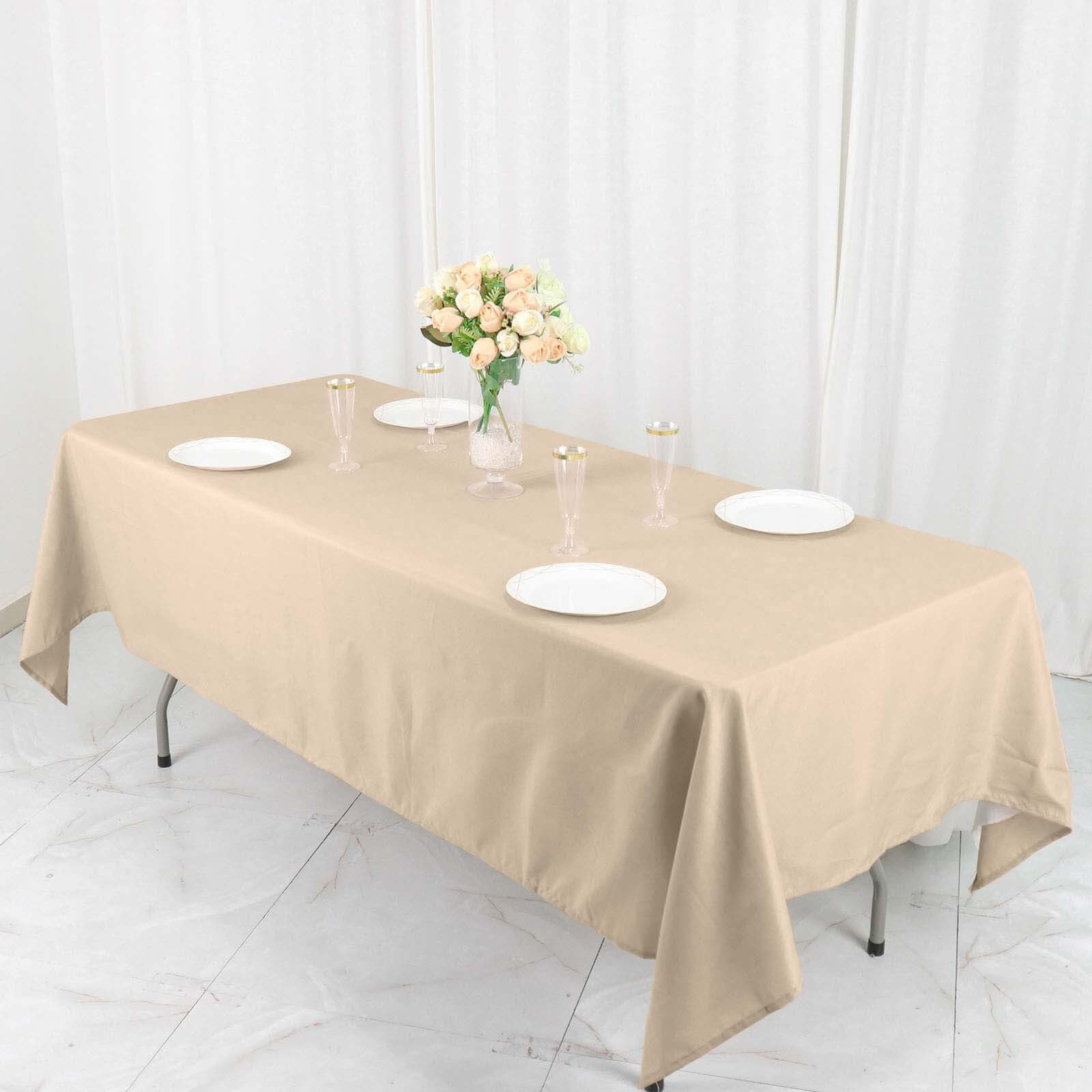 Stylish and Durable Nude Polyester 60x102 Rectangle Tablecloth - Perfect for Events