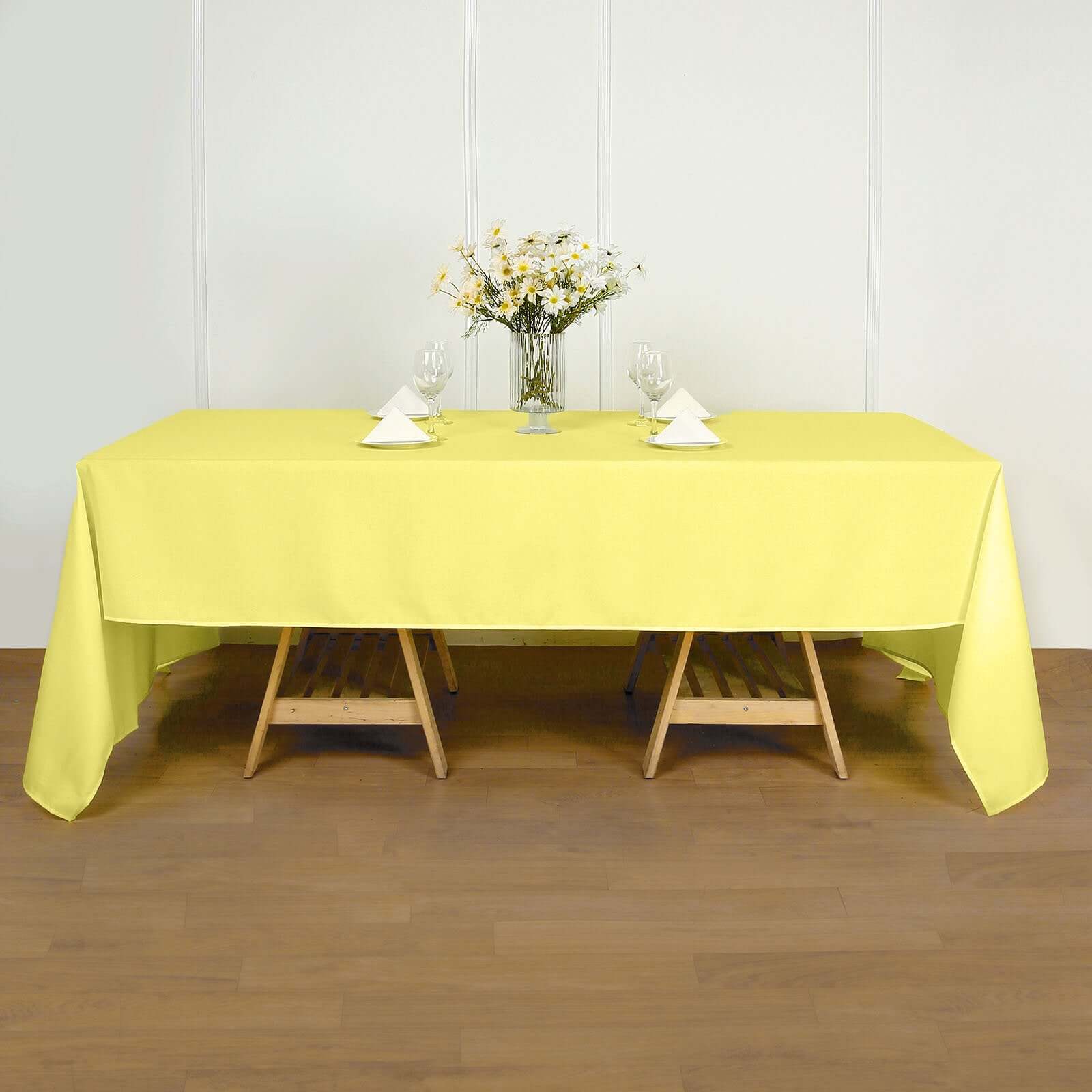 Yellow Wrinkle-Resistant 60x126 Polyester Rectangle Tablecloth - Perfect for Events
