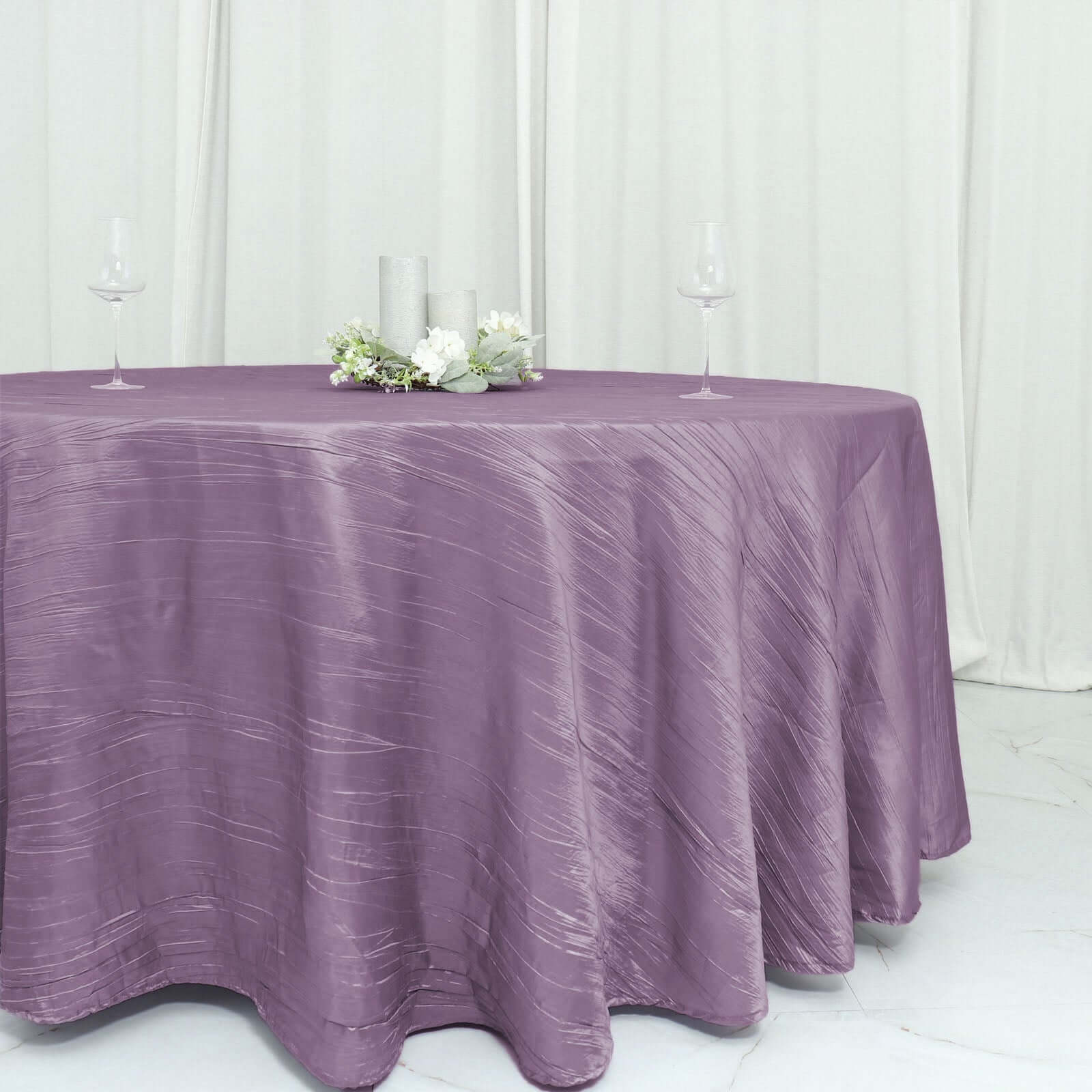 Seamless Violet Amethyst Crinkle Taffeta 120 Round Tablecloth - Perfect for Events