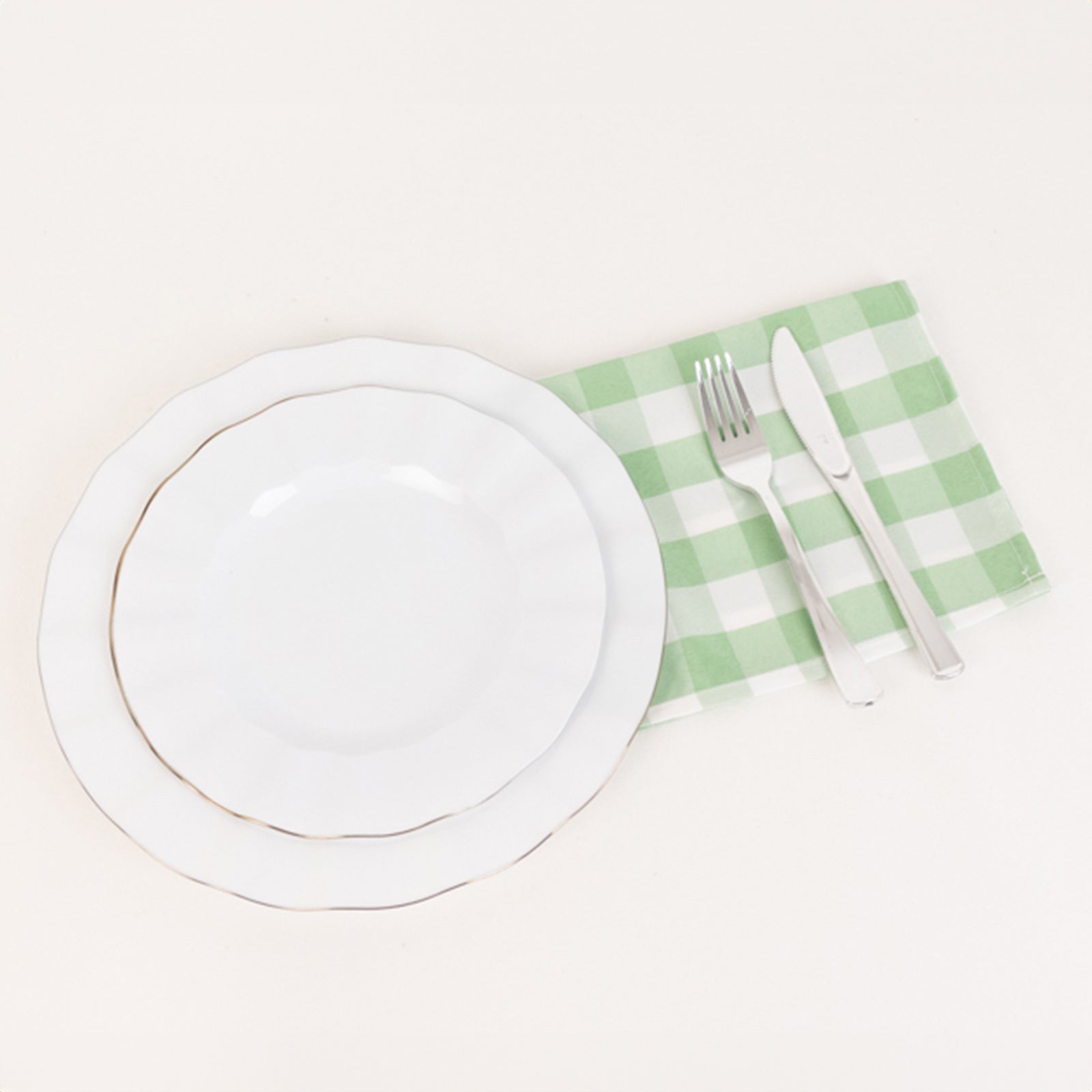 5-Pack Polyester 15x15 Square Napkins in Sage Green/White Buffalo Plaid - Ideal for Events