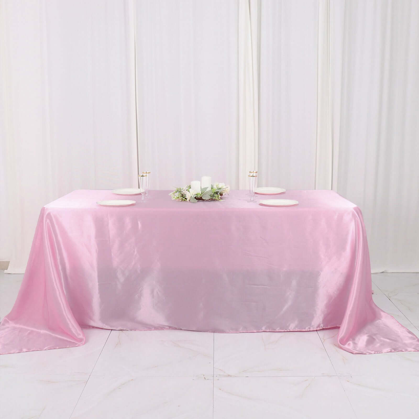Exclusive Pink Satin 90x132 Seamless Rectangular Tablecloth