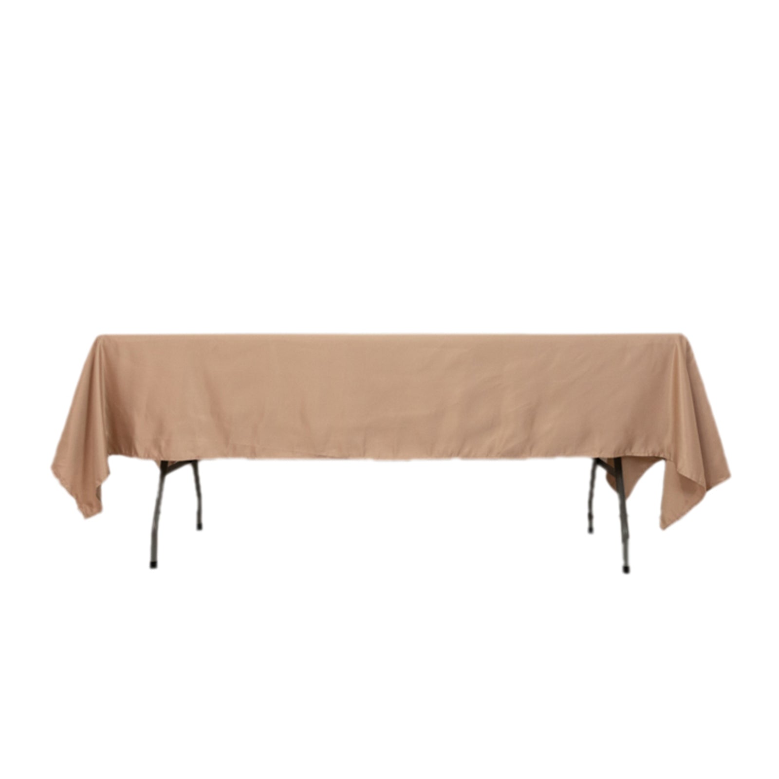 Luxurious Nude Lamour Satin Rectangle Tablecloth - 60x102, Durable & Silky Soft