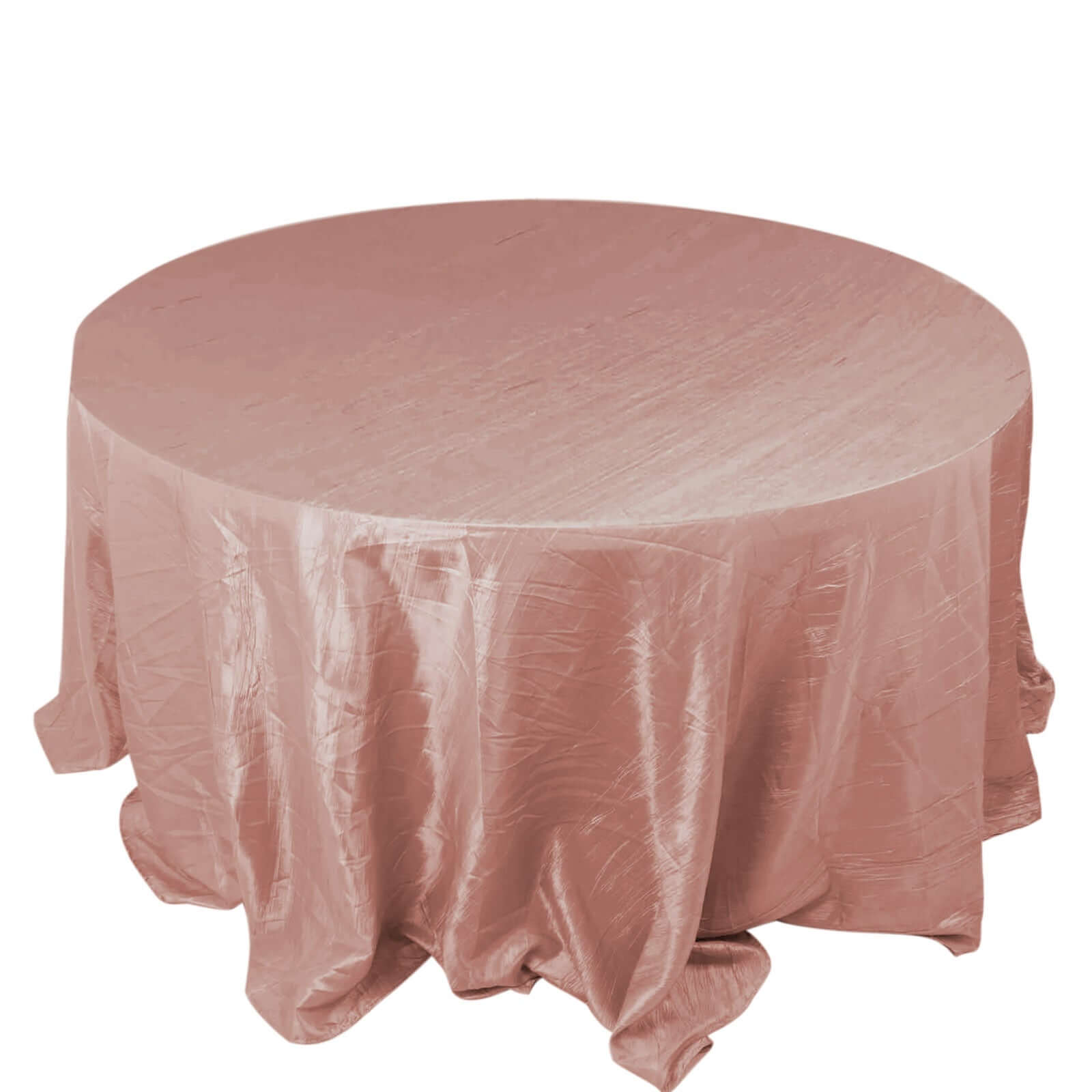 Hot Sale! Seamless Accordion Crinkle Dusty Rose Taffeta 132 Round Tablecloth for Events