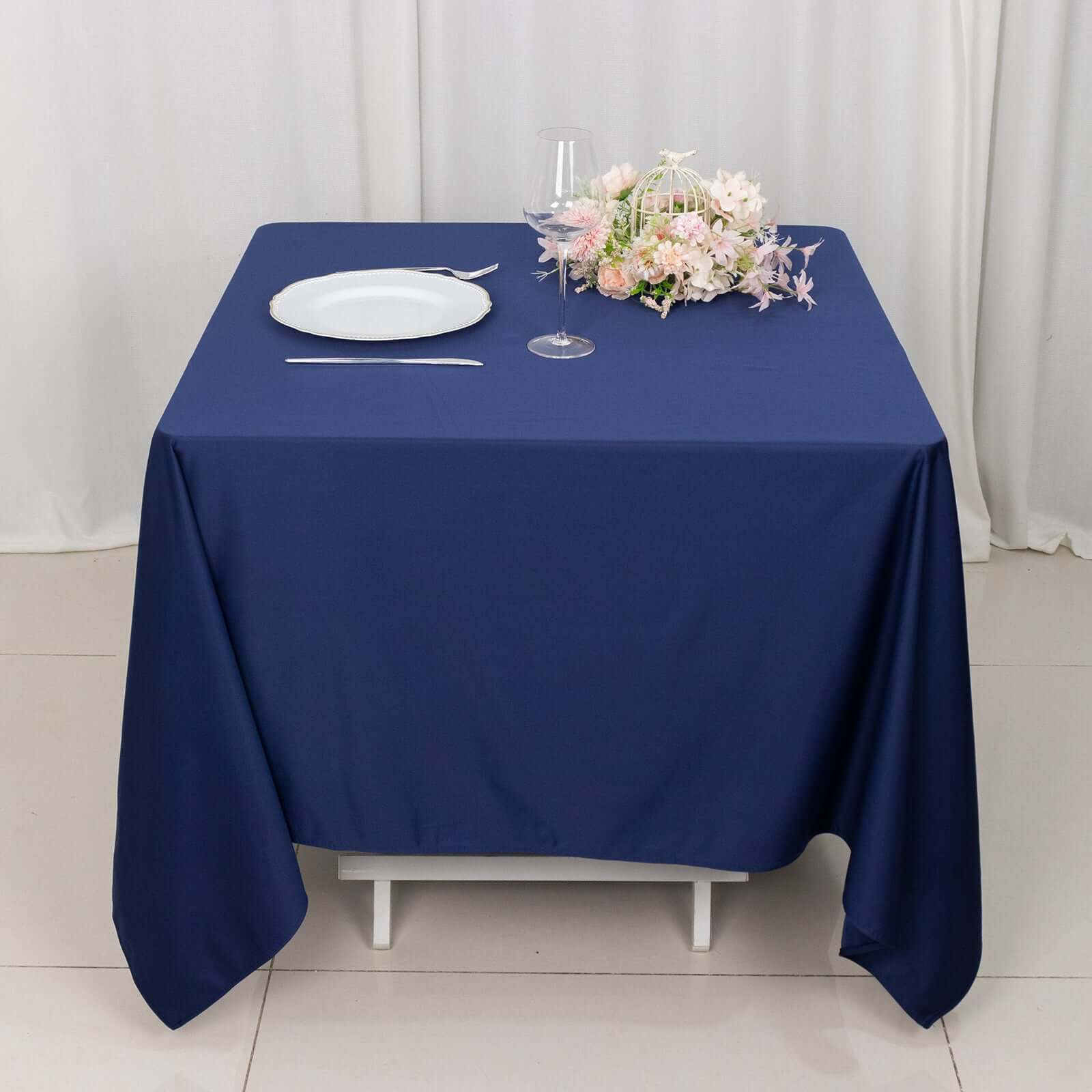 Navy Blue Premium 70x70 Scuba Square Tablecloth - Anti - Wrinkle & Stain - Resistant