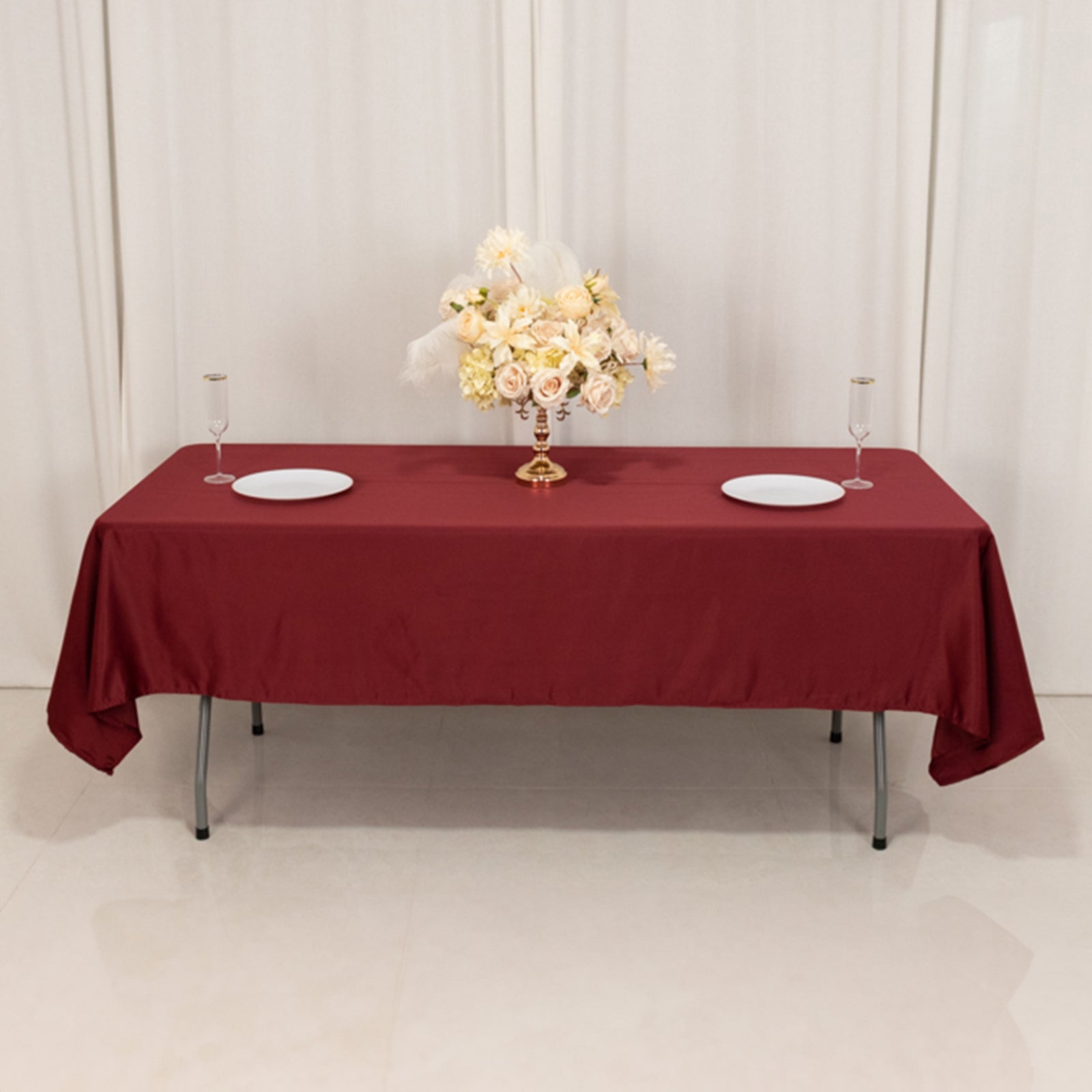 Exclusive Lamour Satin Burgundy Tablecloth - Durable & Soft for Events