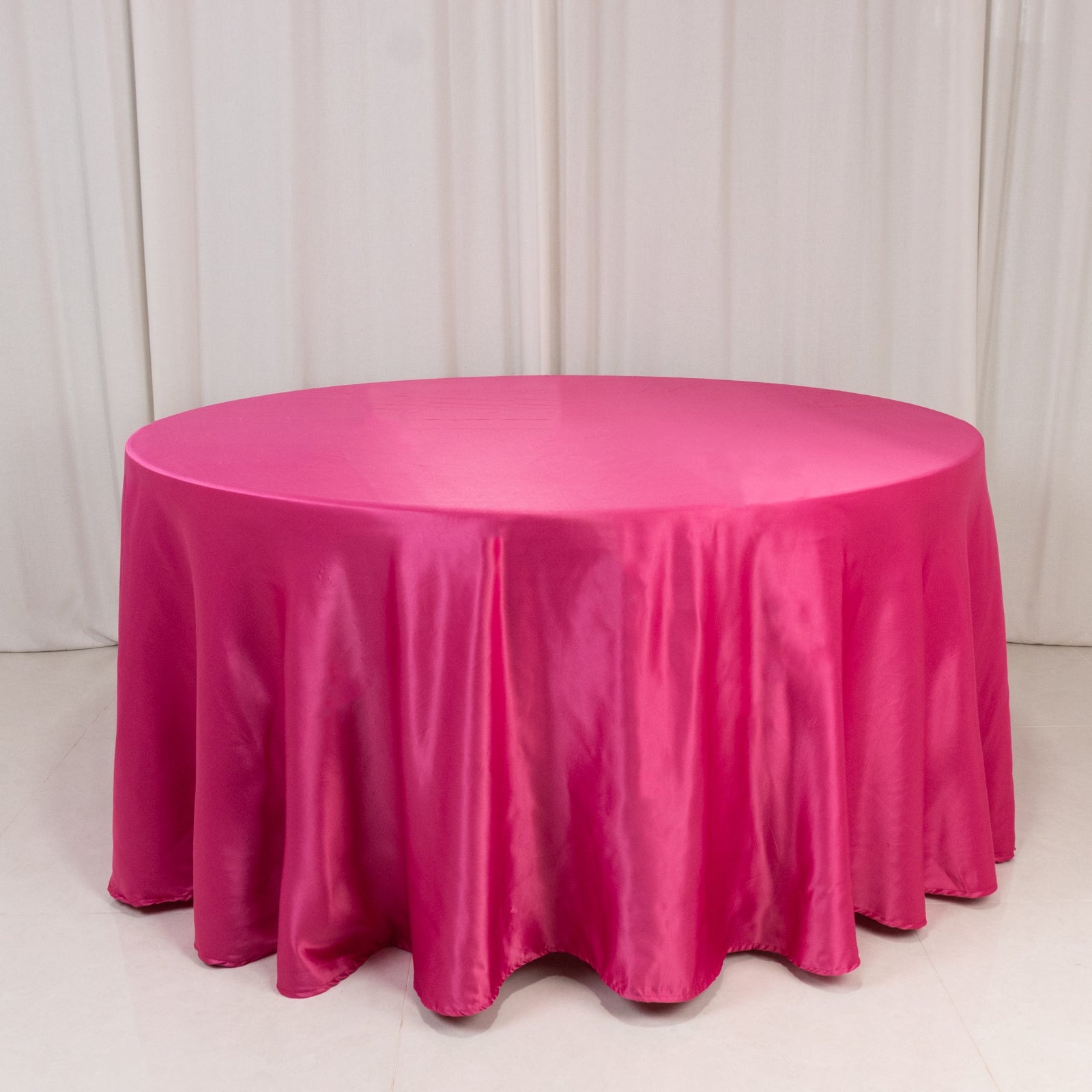 Exclusive Fuchsia Lamour Satin 120" Round Tablecloth - Seamless with Soft Sheen