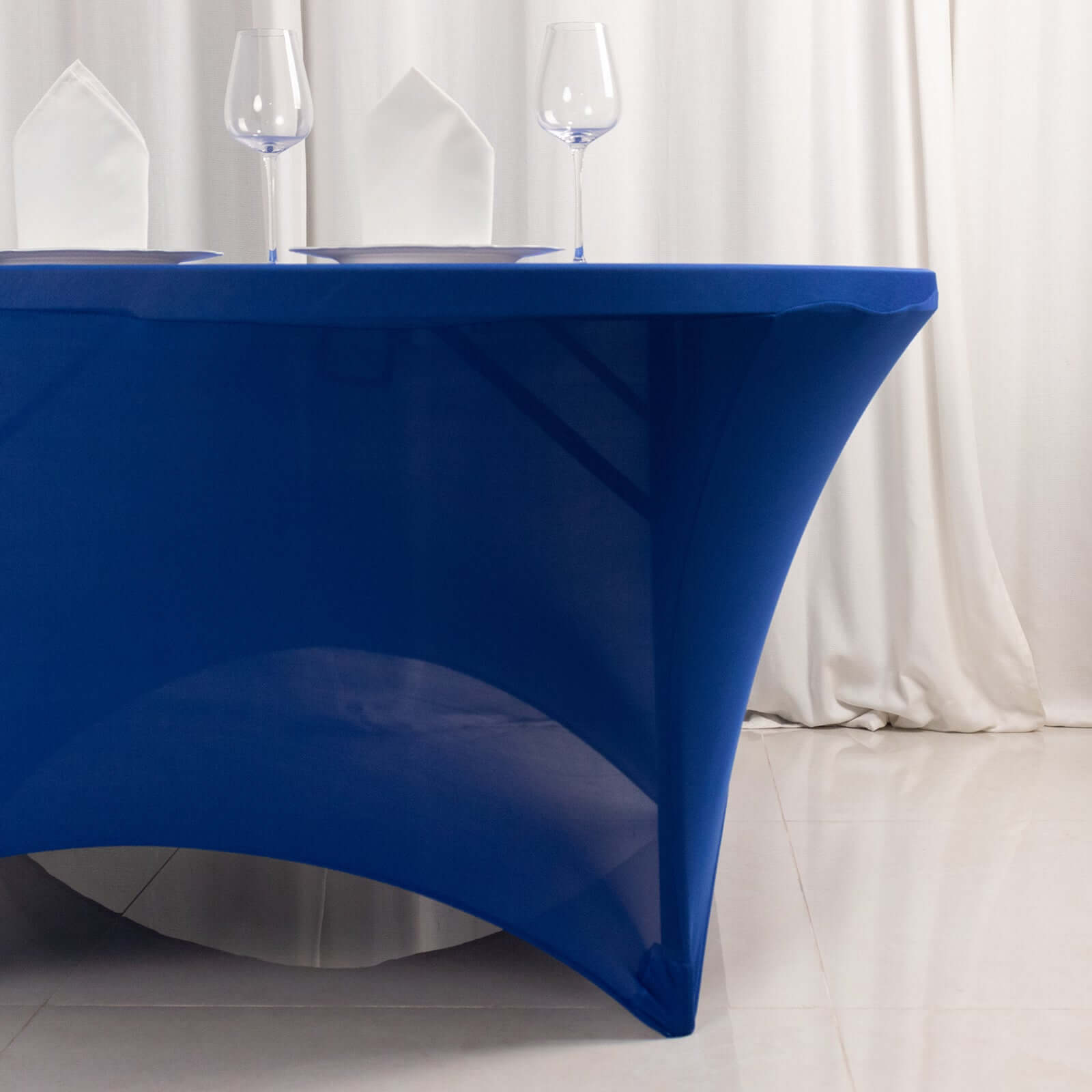 Royal Blue Stretch Spandex 5ft Round Tablecloth - Durable and Form - Fitting for Weddings and Parties