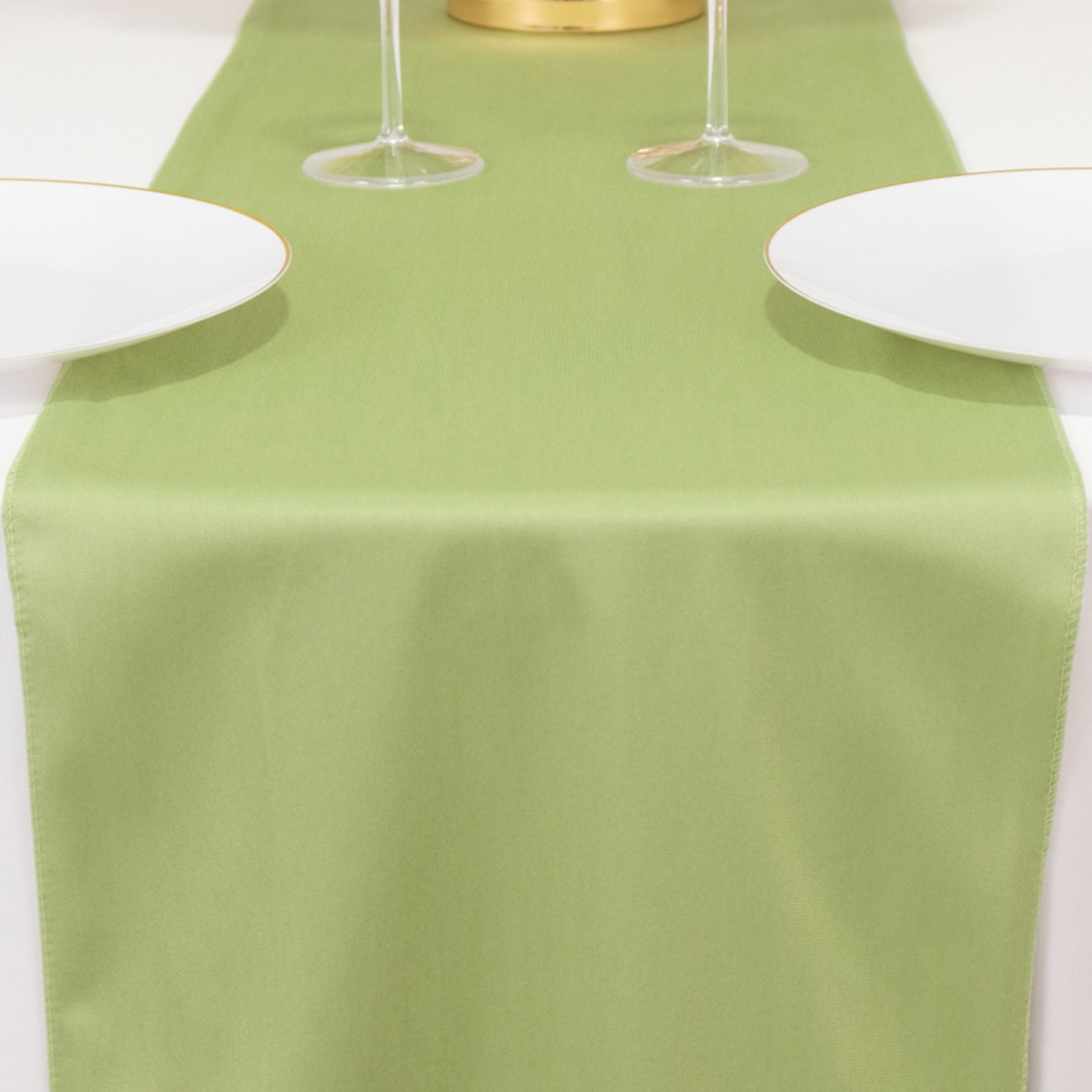Premium Wrinkle-Free Sage Green Scuba Polyester Table Runner (12x108 Inches) for Events
