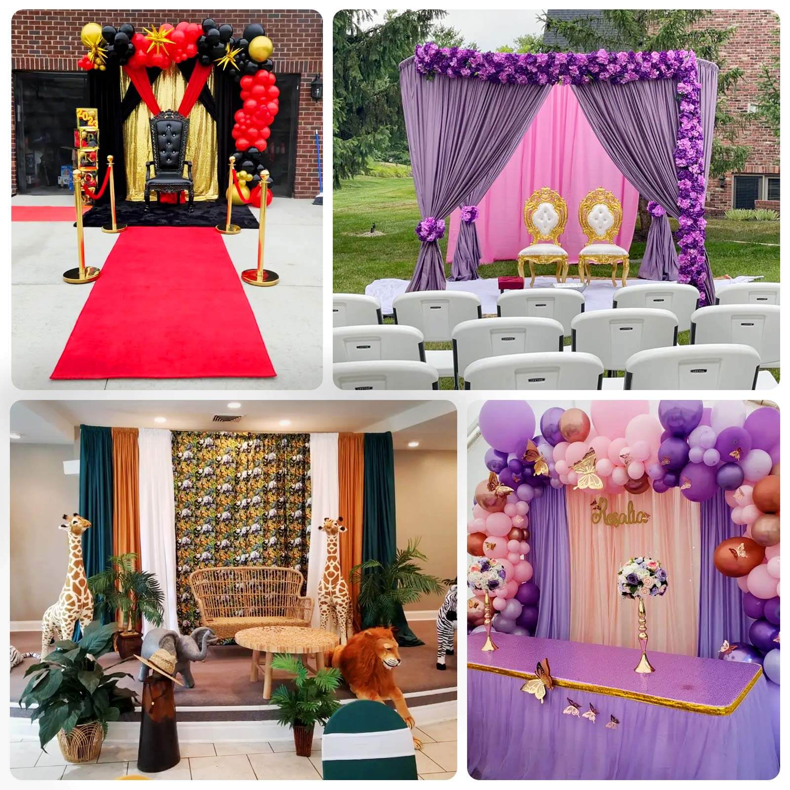 Hot Deal! 2 Pack Pink 10ftx10ft Scuba Polyester Flame - Resistant Wrinkle - Free Event Curtain Drapes with Rod Pockets