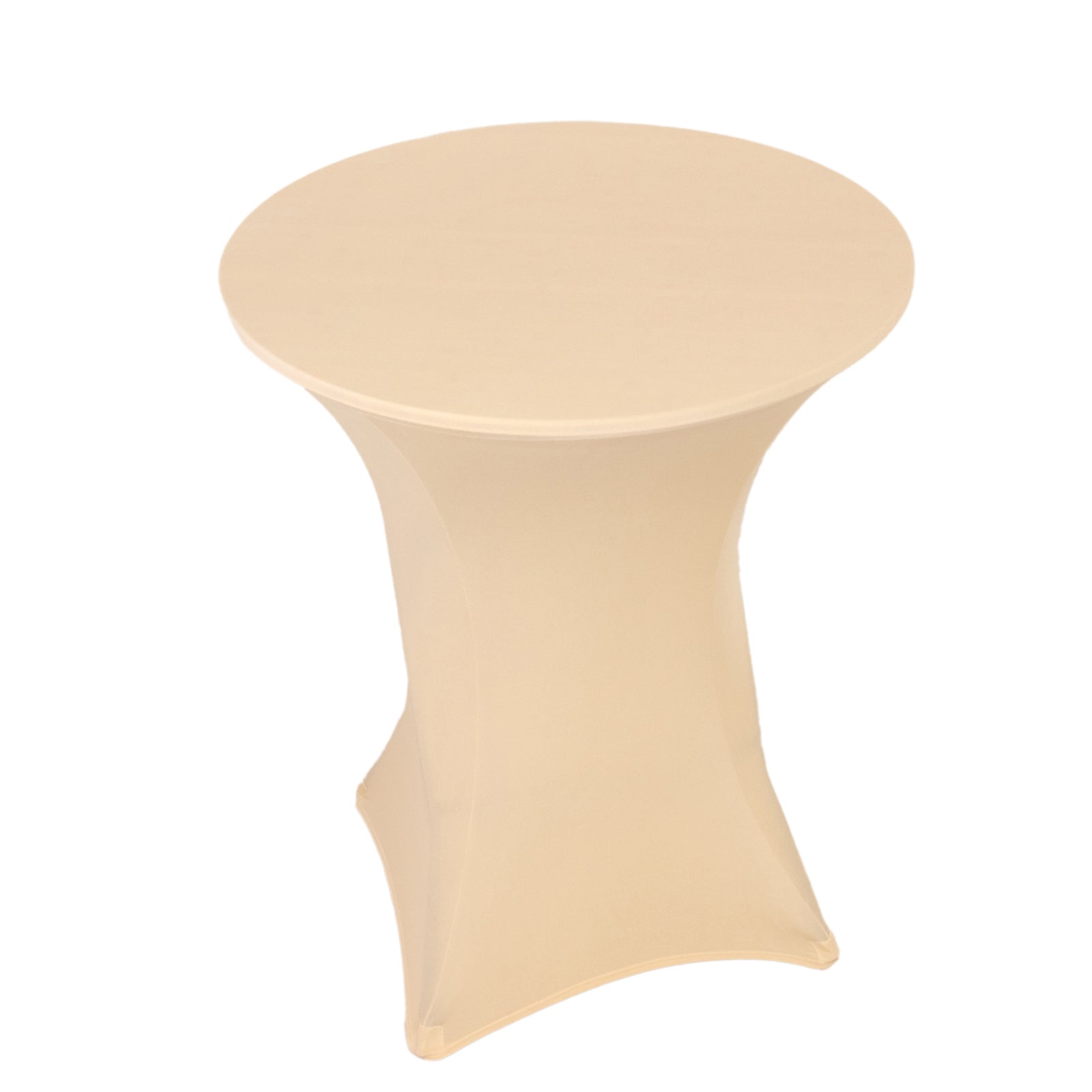 Beige Spandex Stretch Fitted Cocktail Table Cover (33 - 36 Round) - Easy Maintenance