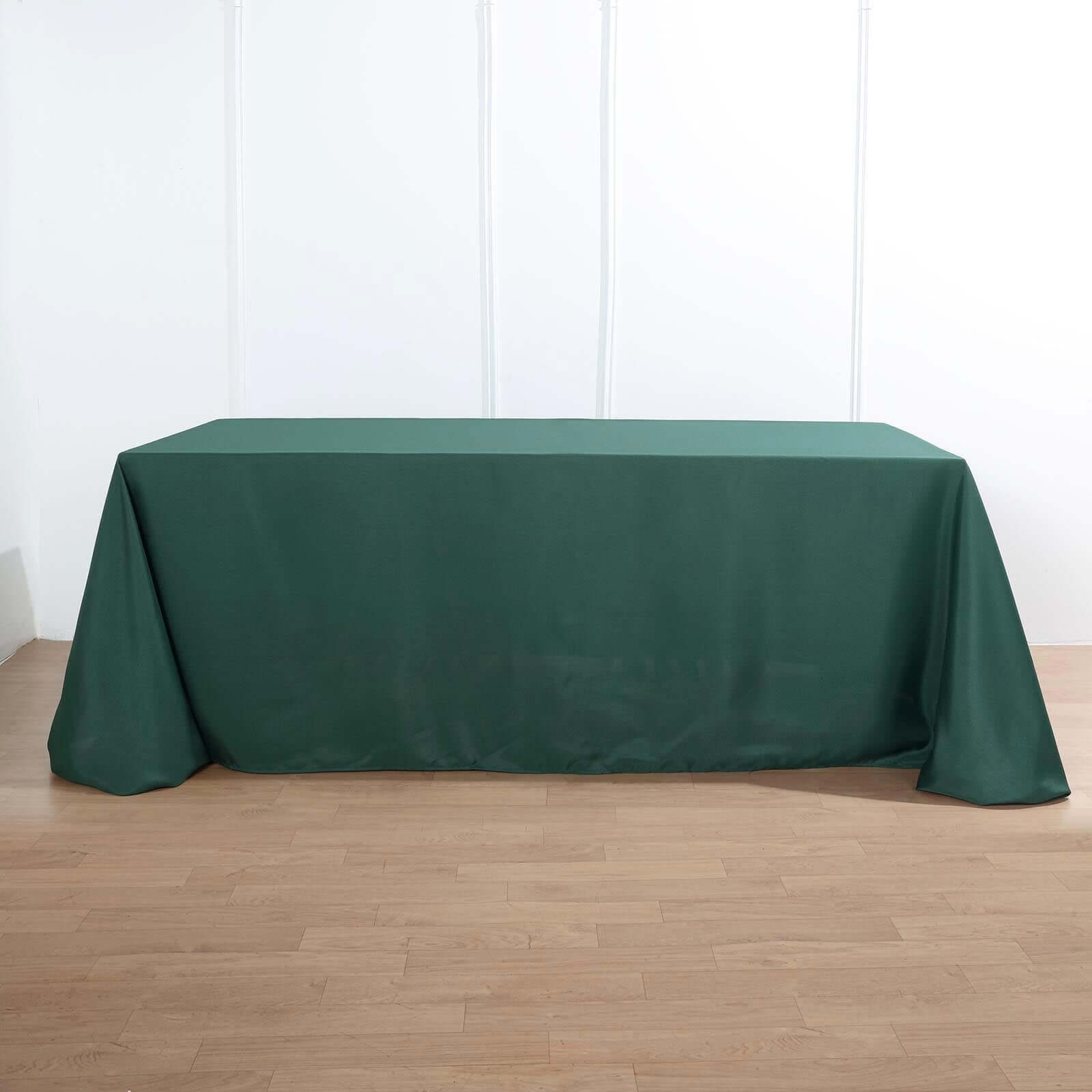 Hot Sale! 90x156 Rectangle Seamless Wrinkle-Resistant 100% Polyester Hunter Emerald Green Tablecloth