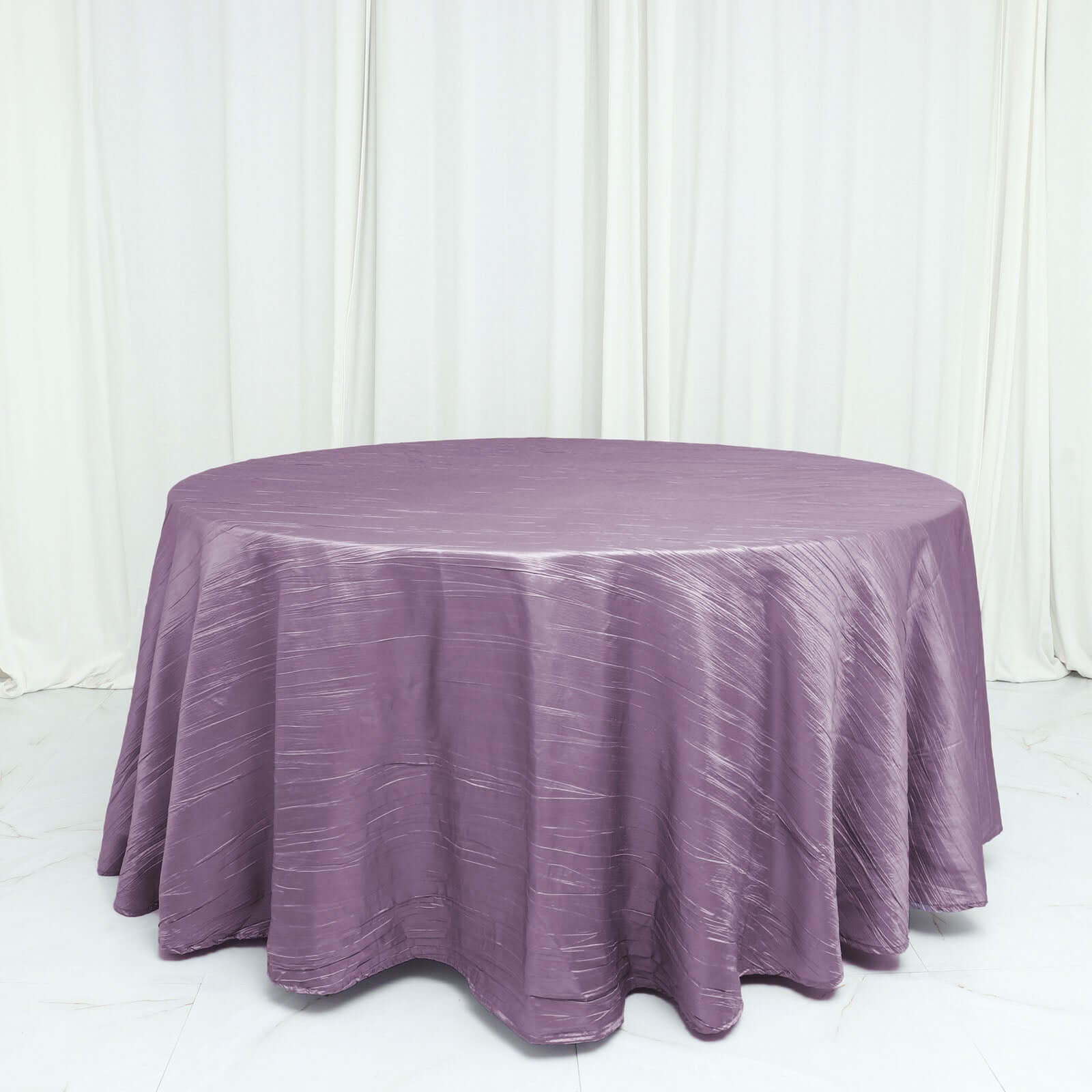 Seamless Violet Amethyst Crinkle Taffeta 120 Round Tablecloth - Perfect for Events