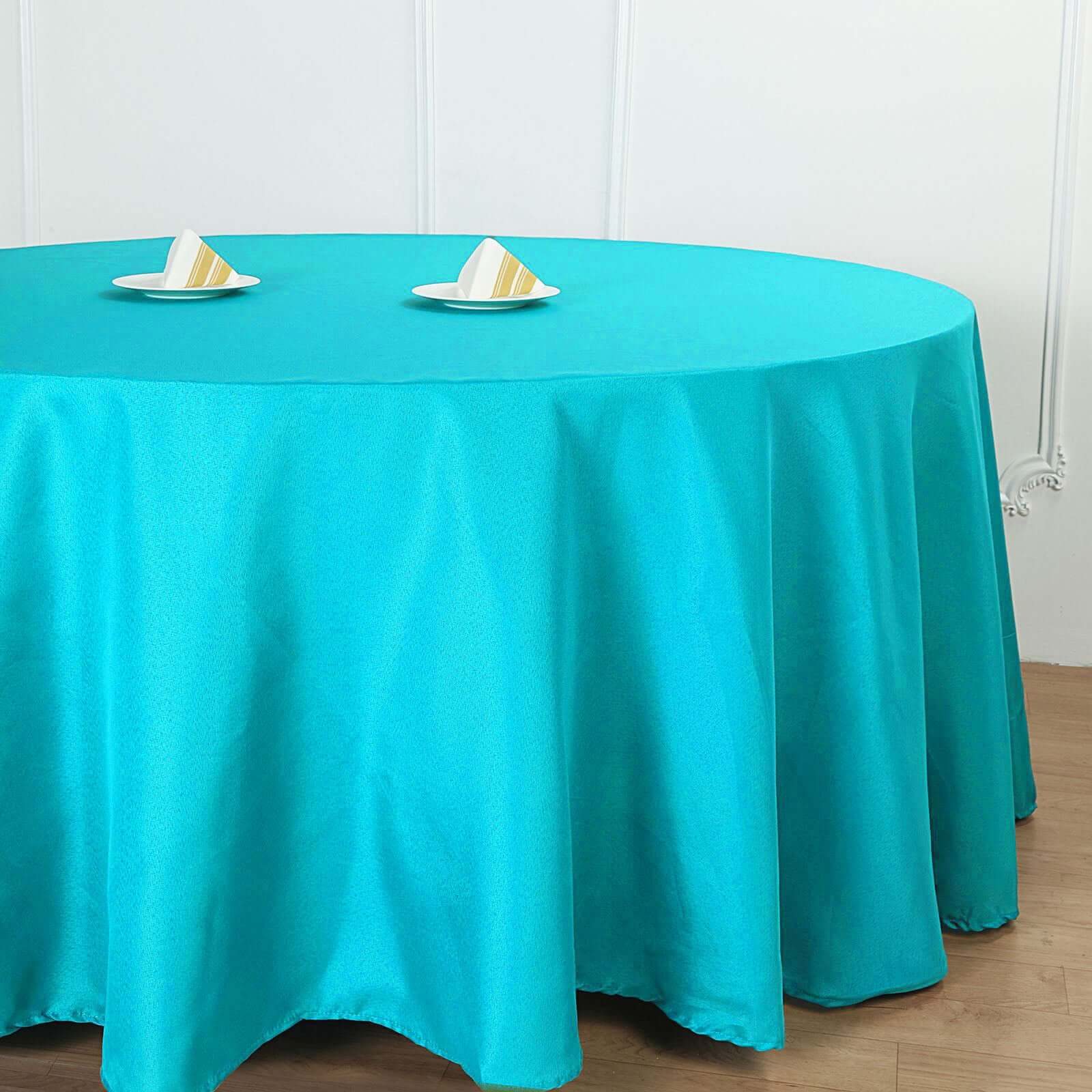 Seamless Turquoise 132-inch Polyester Round Tablecloth for Elegant Table Cover