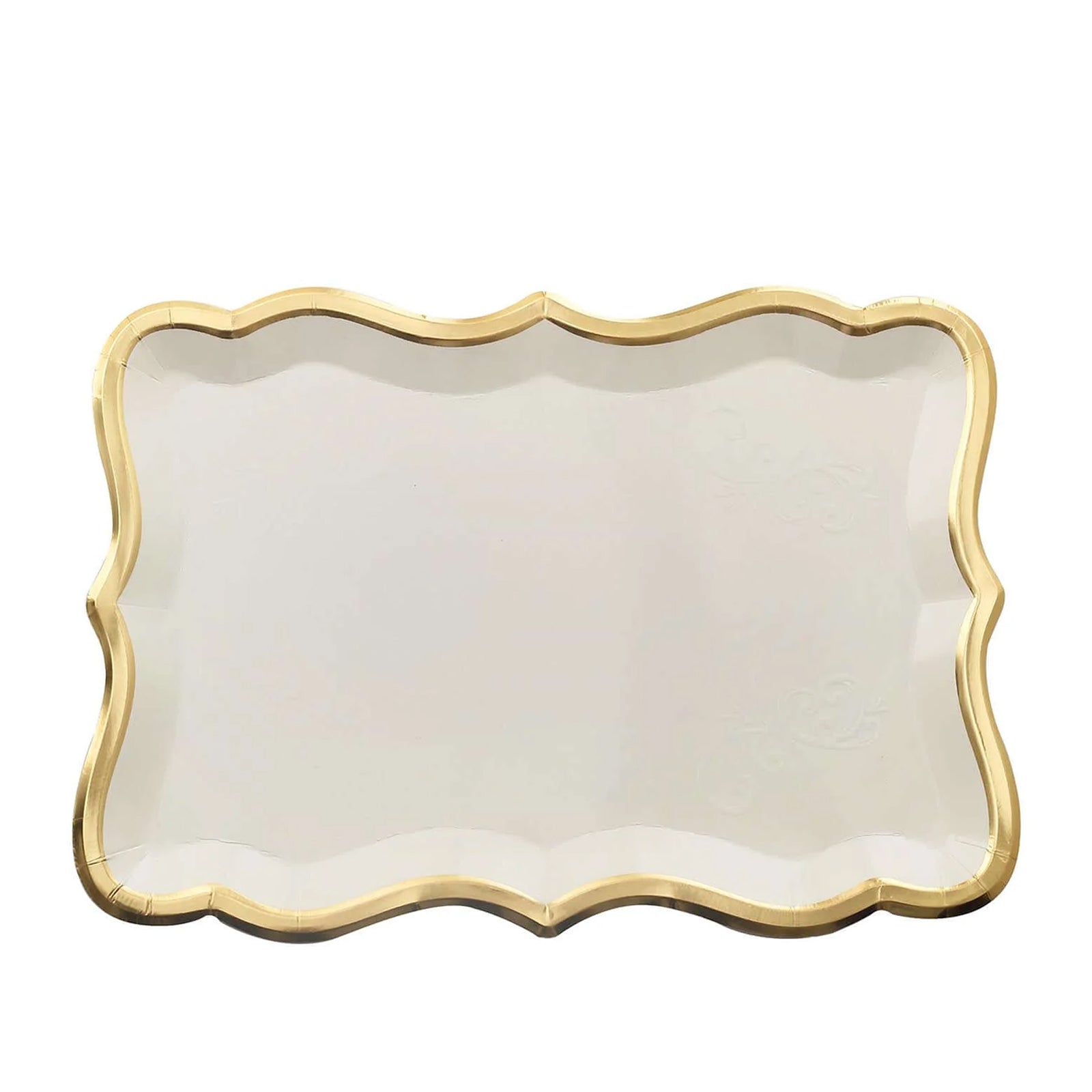 10-Pack Heavy Duty 400GSM White Cardboard Serving Trays with Gold Rim for Weddings & Parties