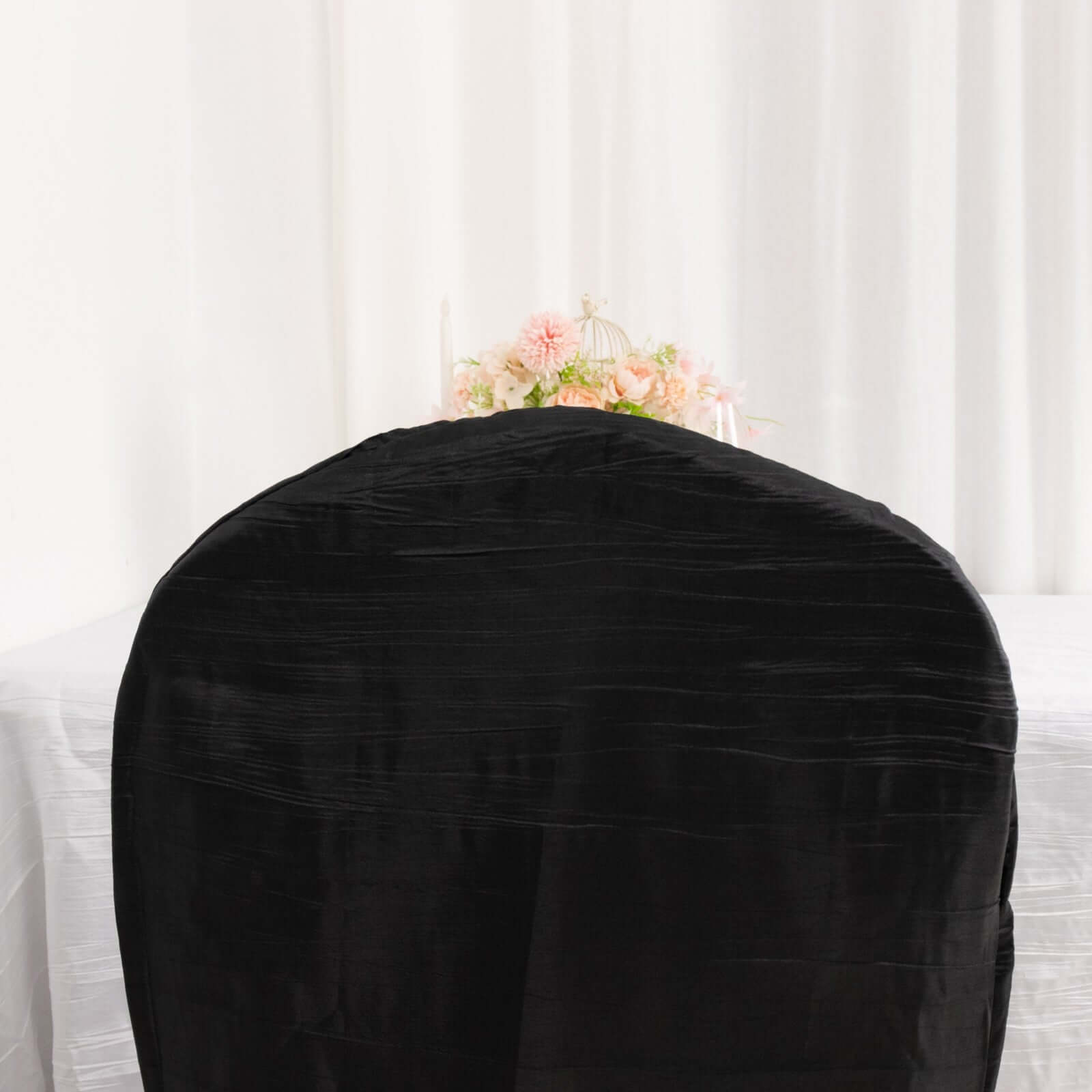 Premium Reusable Black Crinkle Crushed Taffeta Banquet Chair Cover
