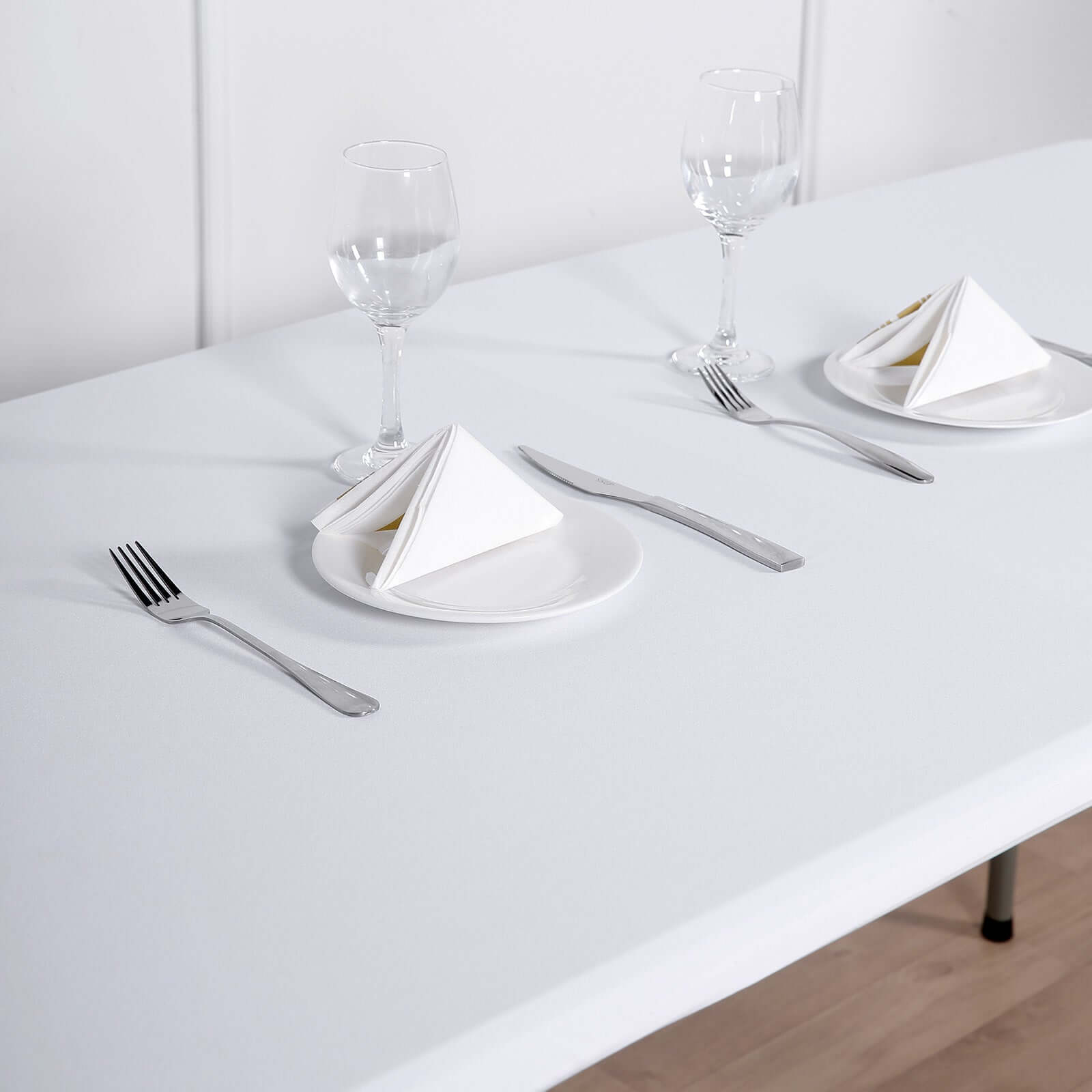 White Stretch Spandex 72x30 Rectangle Fitted Table Topper - Durable & Sleek