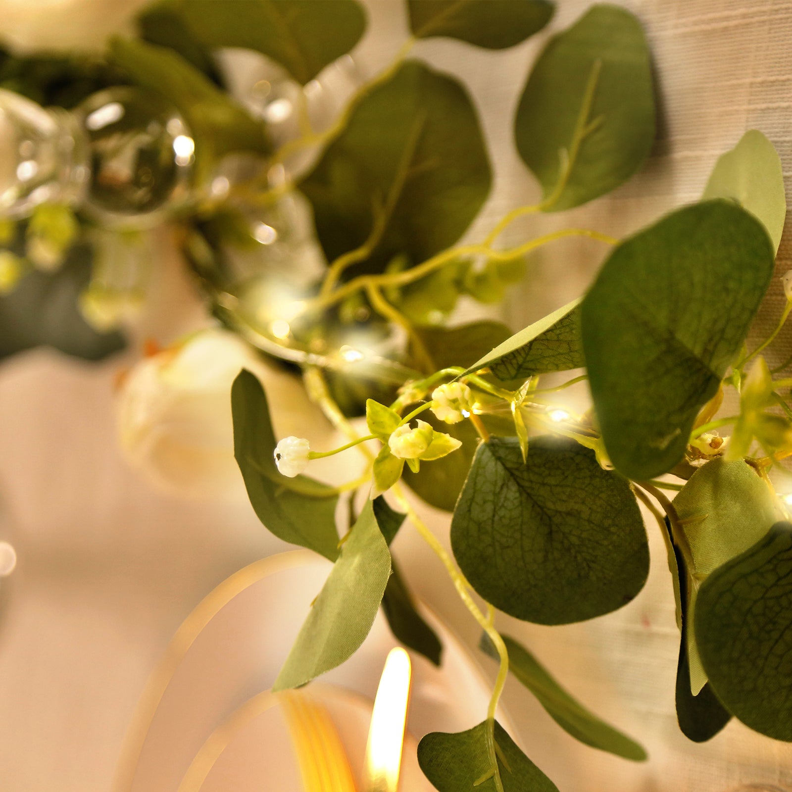 5.5ft Battery-Powered Lighted Eucalyptus & Peony Garland for Stylish Decor