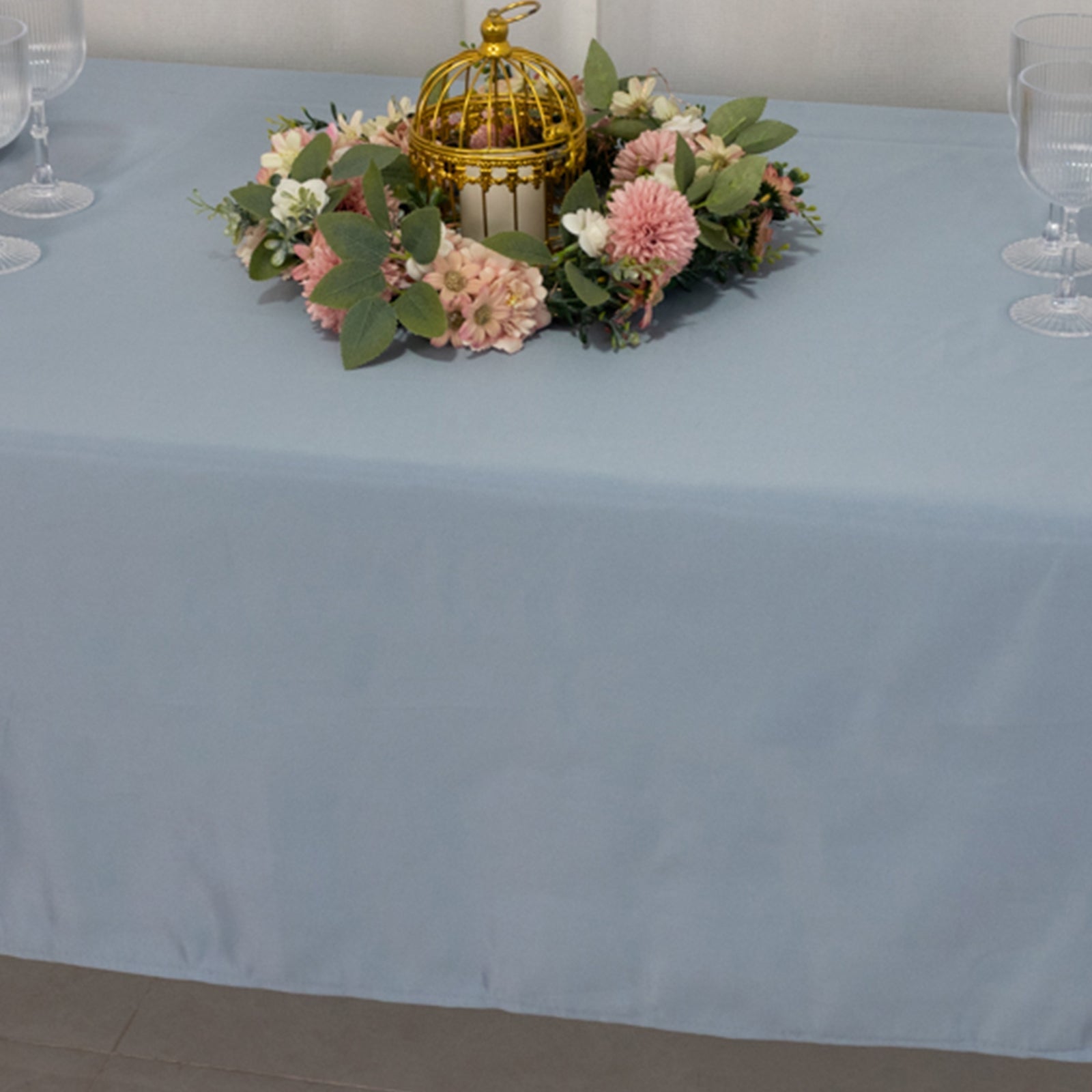 Hot Deal! Durable & Silky Lamour Satin Rectangle Tablecloth in Dusty Blue (60x102)