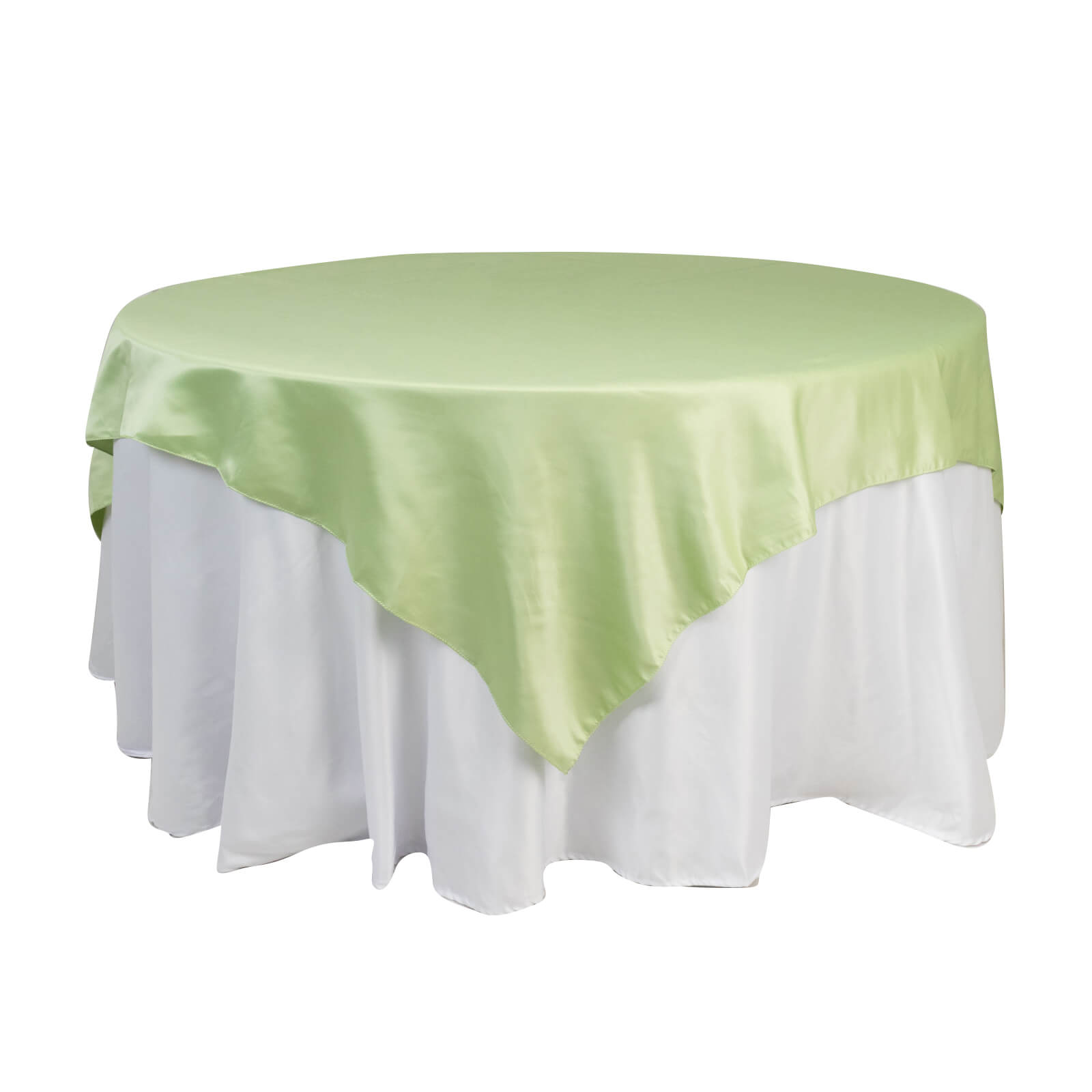 Sage Green Lamour Satin 72x72 Square Table Overlay with Smooth Finish