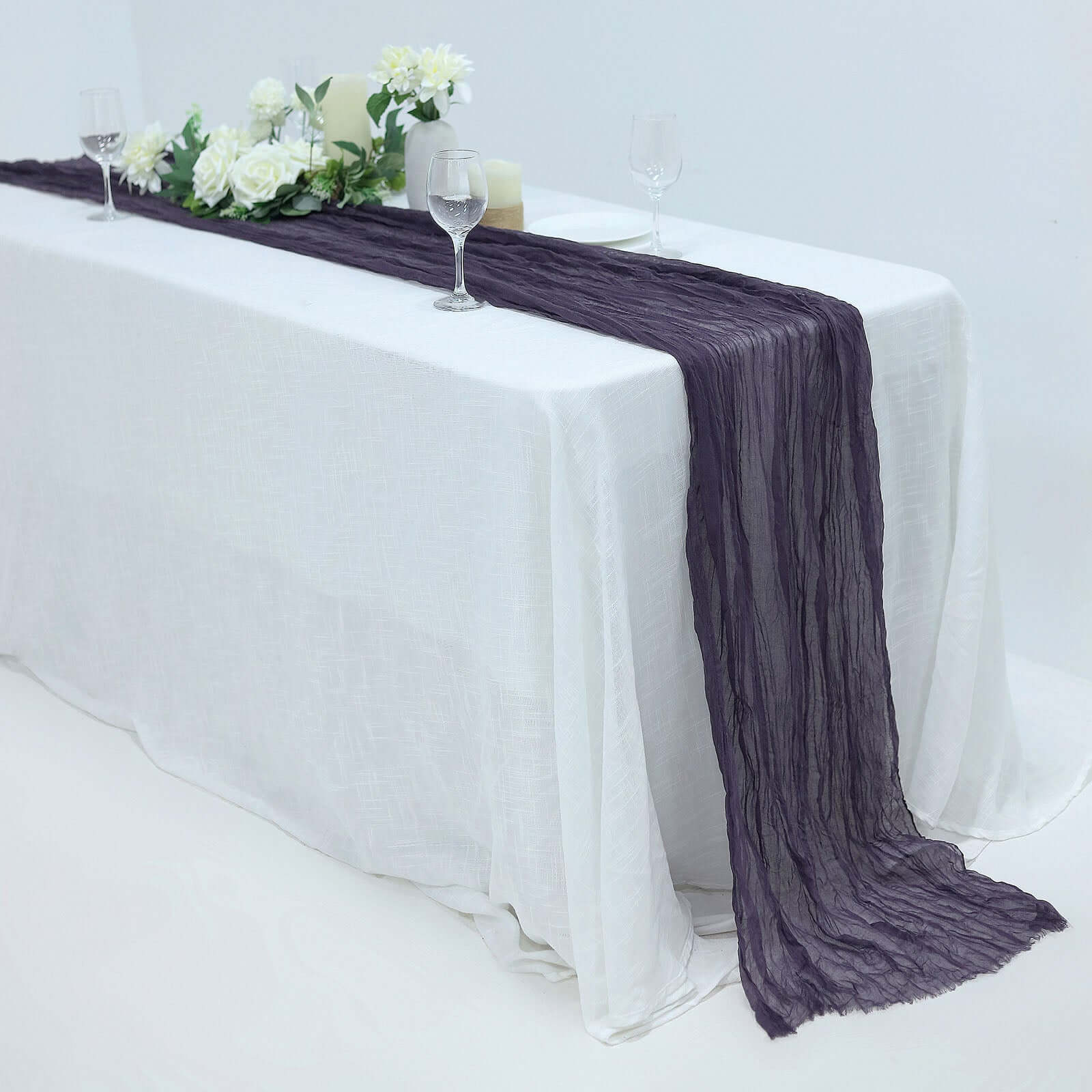 Limited Offer! Purple Gauze Cheesecloth 10ft Table Runner for Rustic Boho Decor