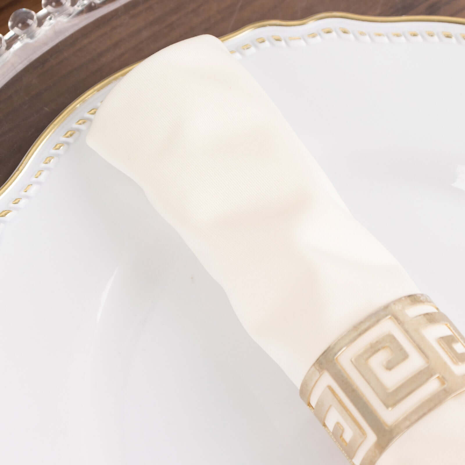 5-Piece Set of Premium Ivory 20x20 Scuba Dinner Napkins - Durable and Reusable