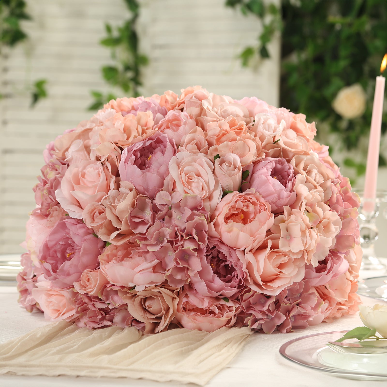 Hot Sale! Large Blush Artificial Silk Rose Flower Balls for Wedding Centerpieces and Table Decor