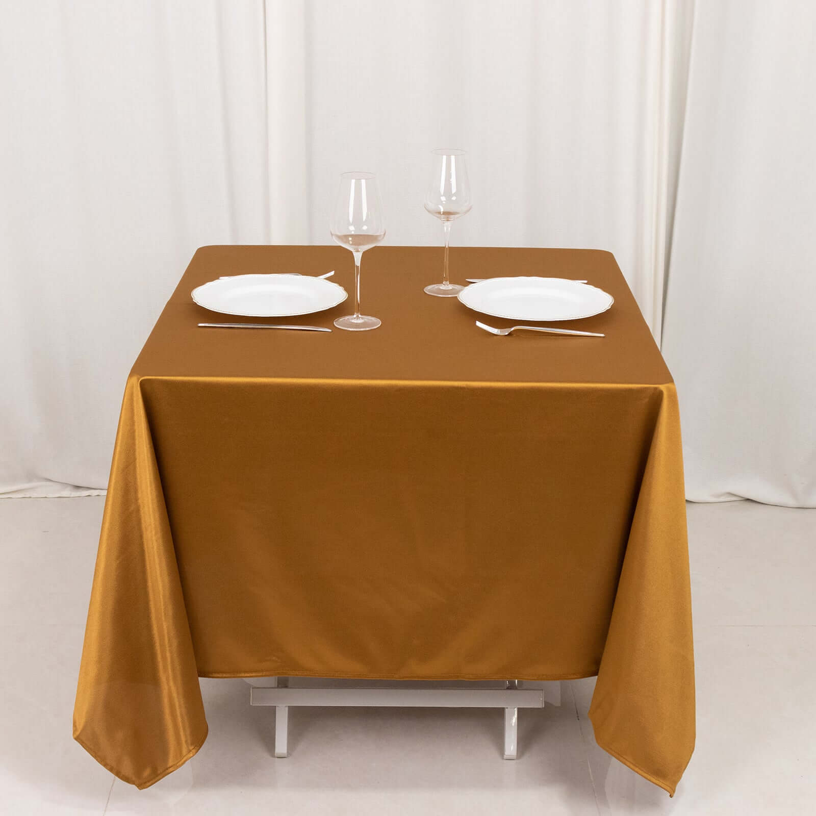 Premium Gold Shimmer 70x70 Scuba Square Tablecloth - Wrinkle-Free & Stain-Resistant
