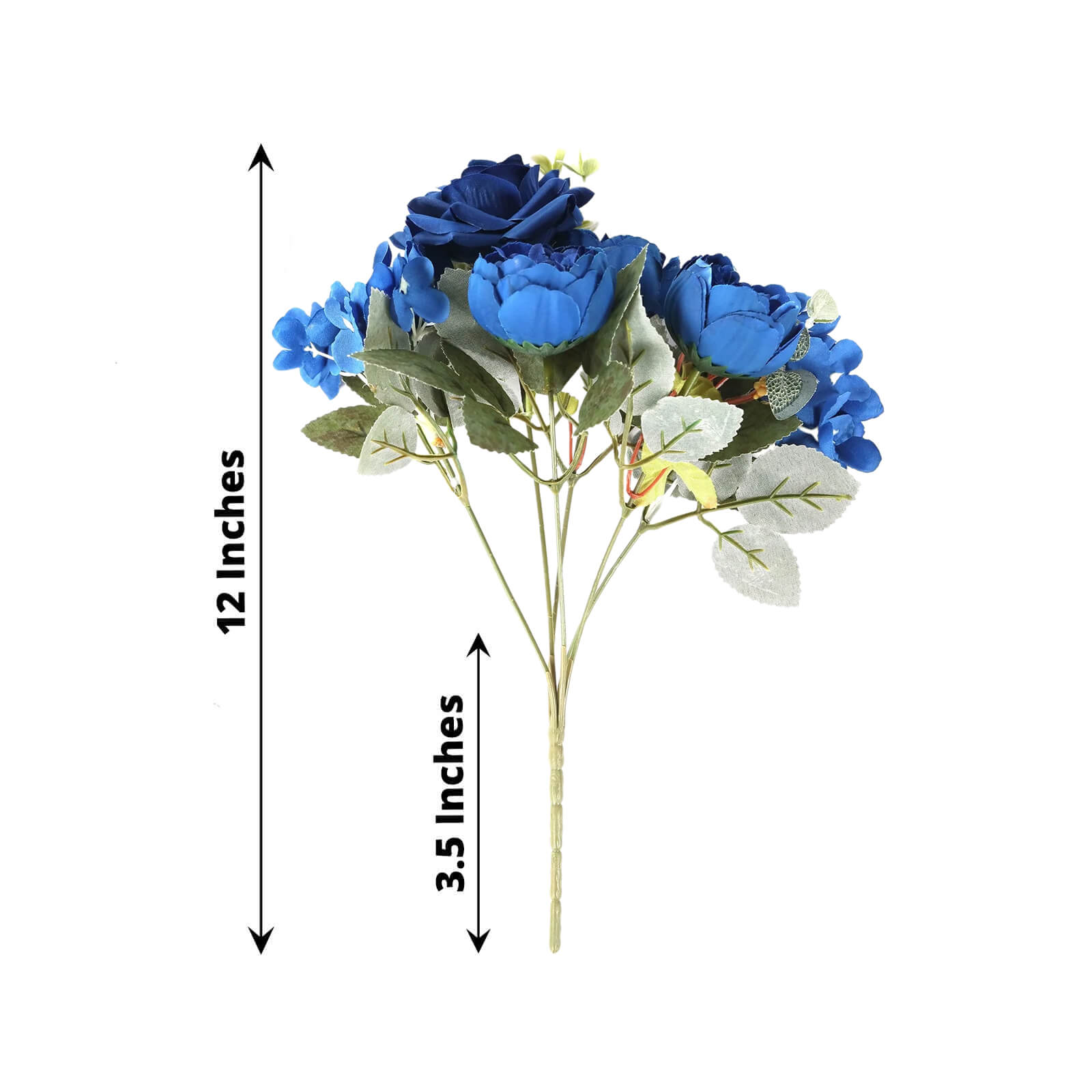 2-Pack Navy Blue Silk Artificial Rose & Peony Floral Arrangements for Weddings and Home Decor